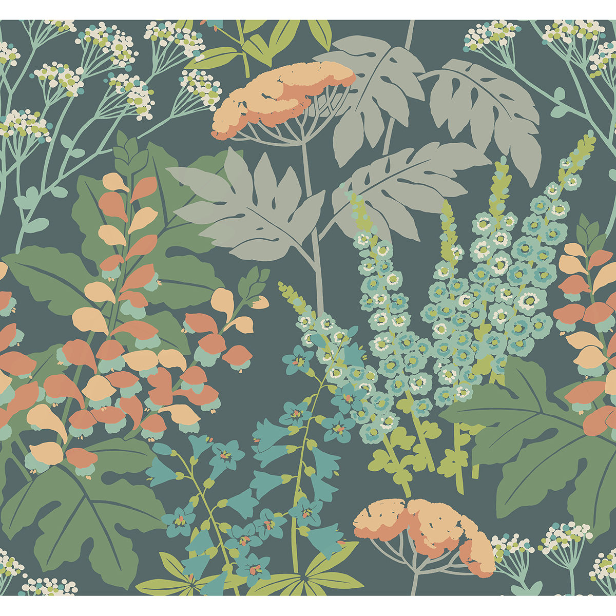 Wallpaper #zGhWIpMBSpphPi3-CTJk203 2973 90008 Brie Teal Forest Flowers Wallpaper by a Street Prints