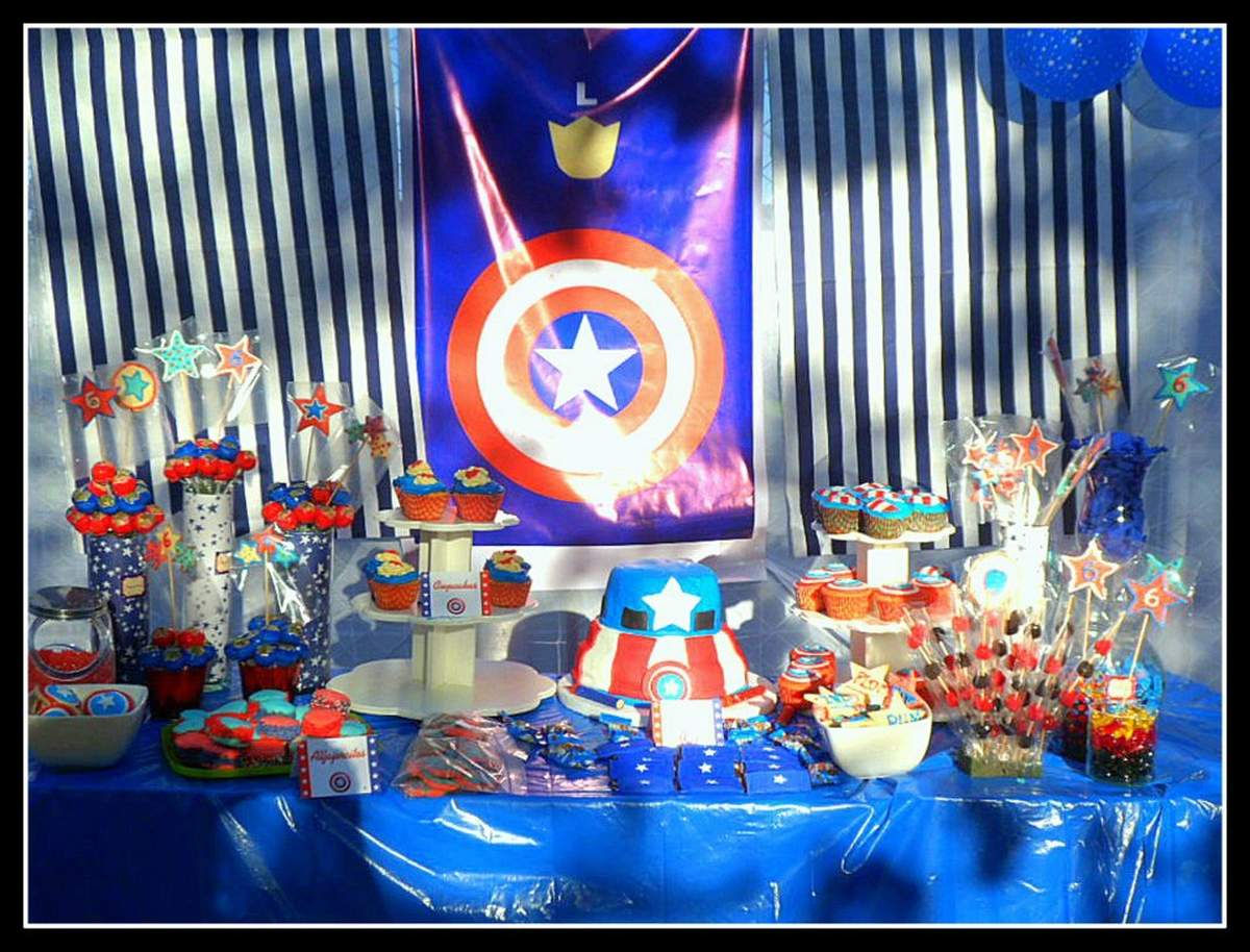 Wallpaper #THPrgo4BFI5NbQkszxmX43 A Patriotic Table Set Up for a Captain America Themed Birthday Party