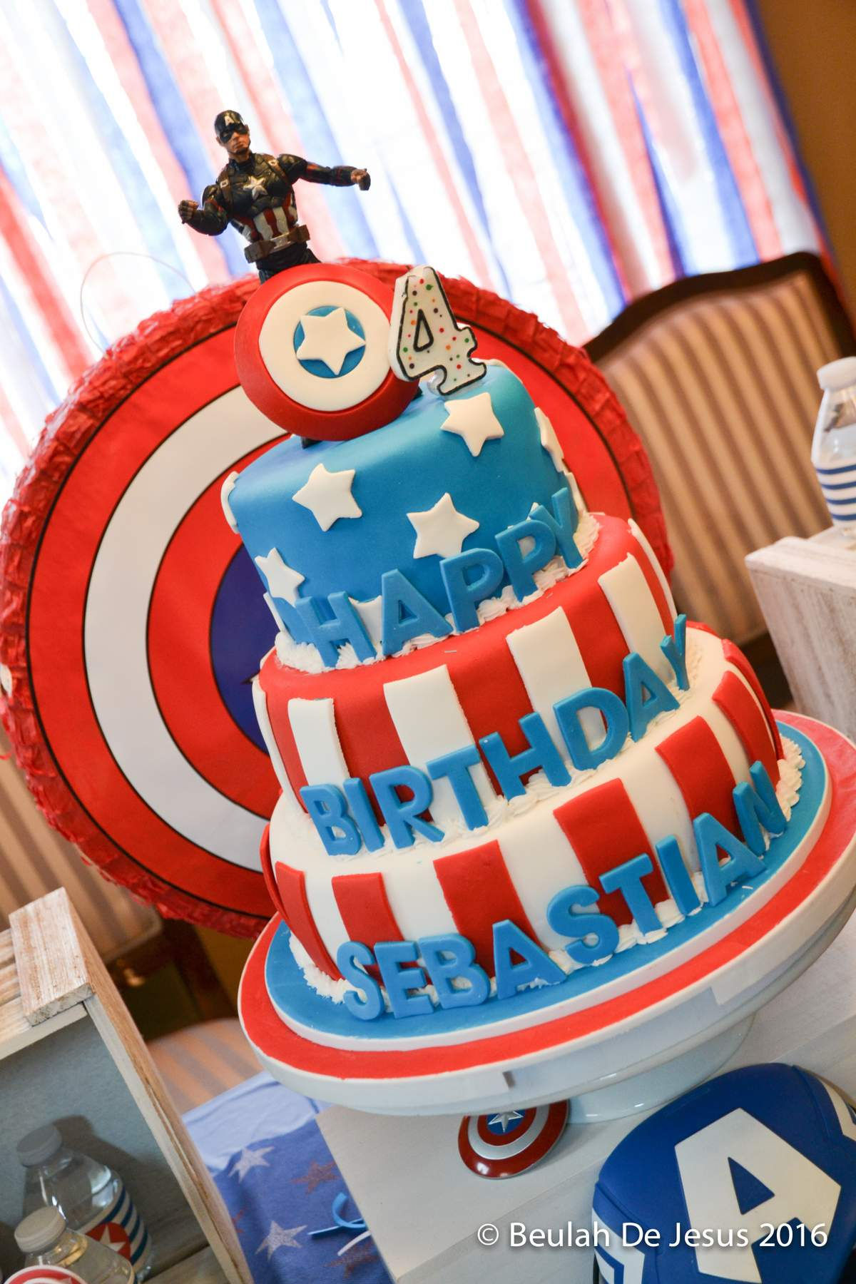 Wallpaper #THPrgo4BFI5NbQkszxmX21 A Birthday Cake Decorated with the Theme of Captain America