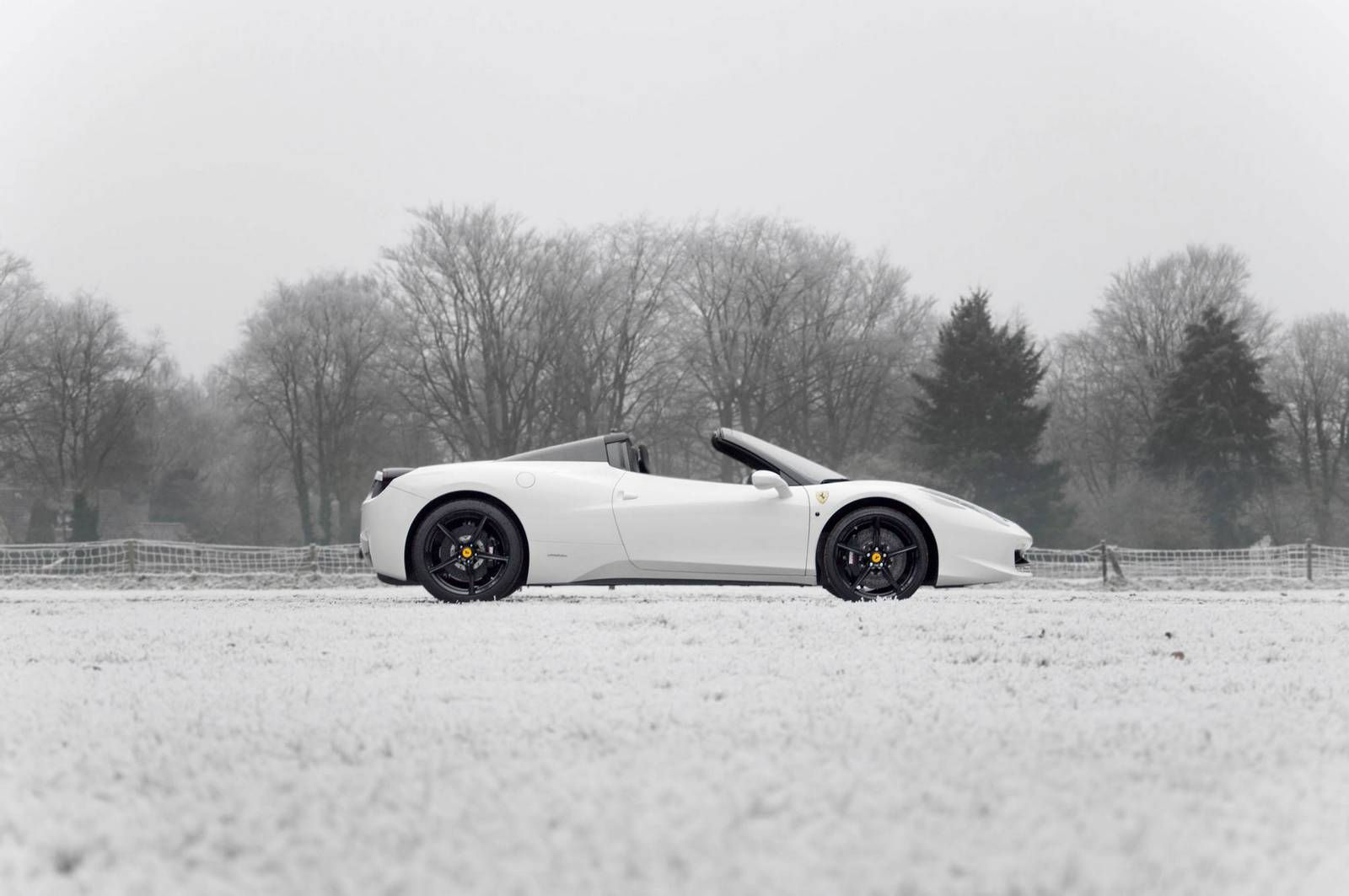 Wallpaper #12fVCZMBSpphPi3-ZtEz175 Bianco Ferrari 458 Spider Out in the Snow Gtspirit