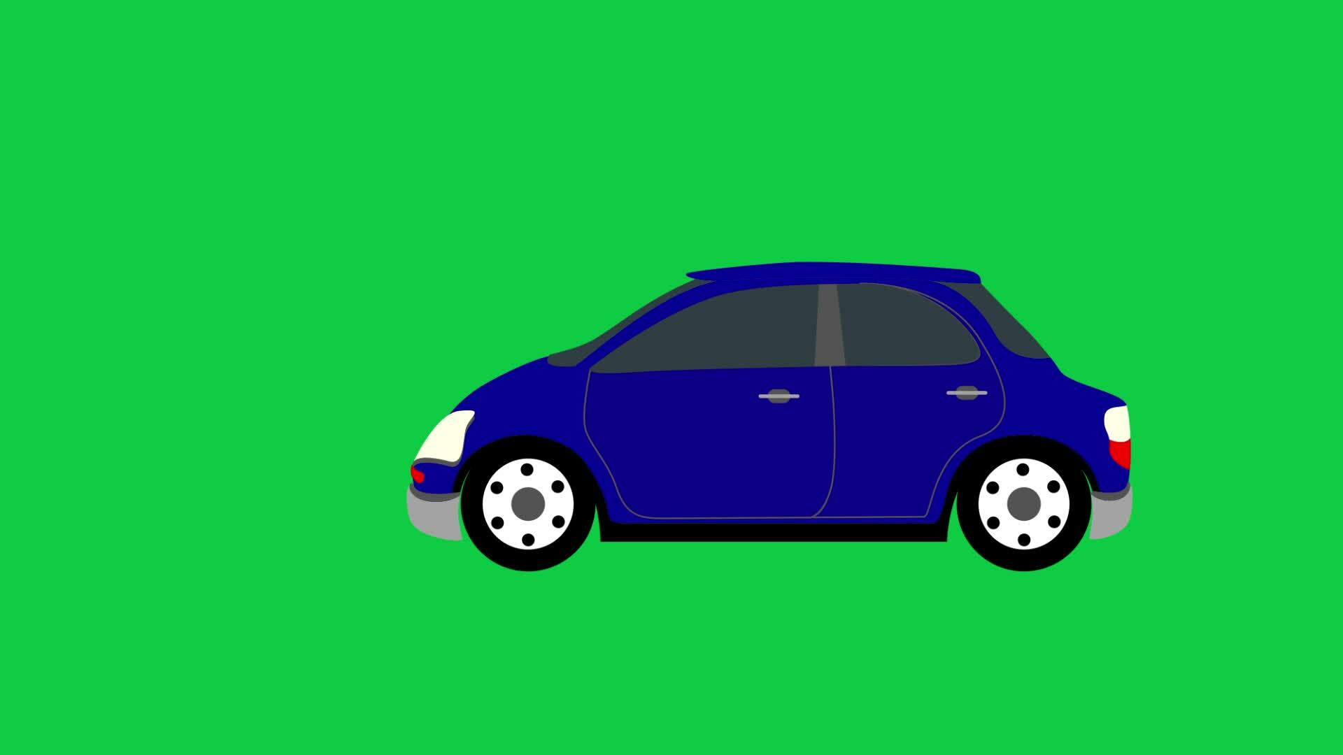 Wallpaper #___Pa5MB3lSXT3zUD-gs0 2d Blue Car Running Loop Animation Motion Graphic Isolated on Green