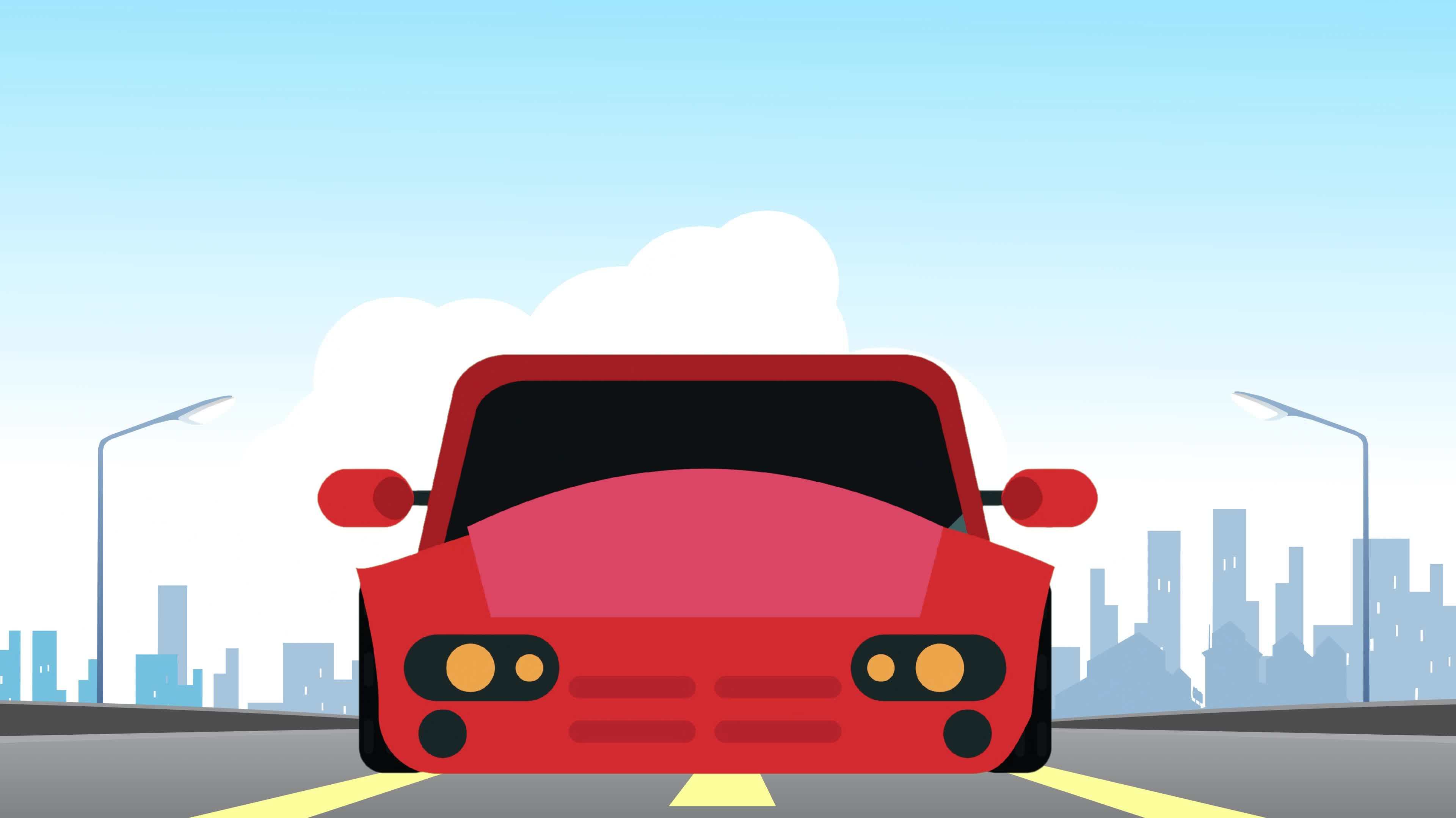 Wallpaper #xGjNFpMBSpphPi3-Mgwm84 Driving Car Animation with Front View Running on Highway 2d Animation