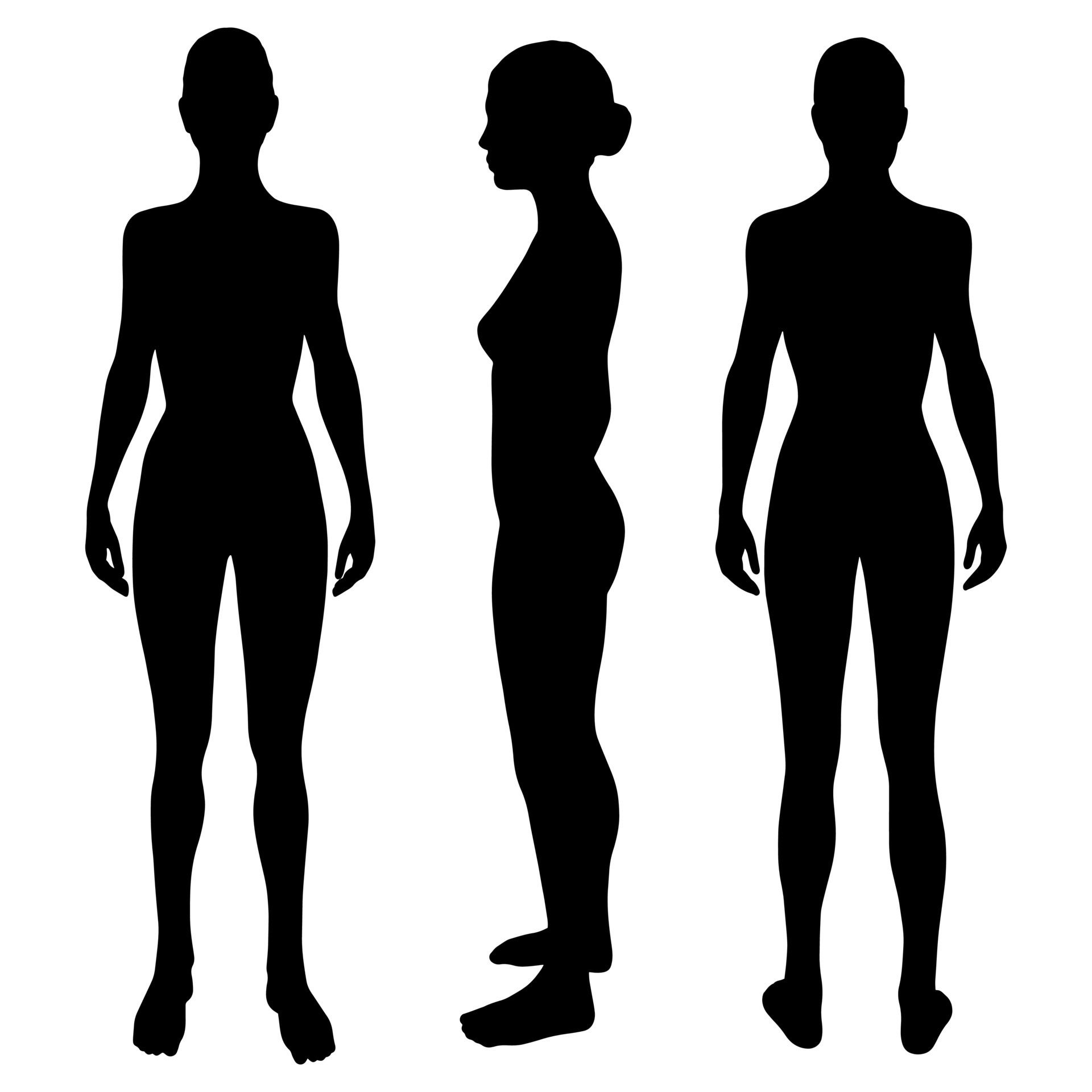 Wallpaper #hGcAC5MBSpphPi3-Edcw316 Woman Body Vector Black Silhouettes in Front Side and Back View
