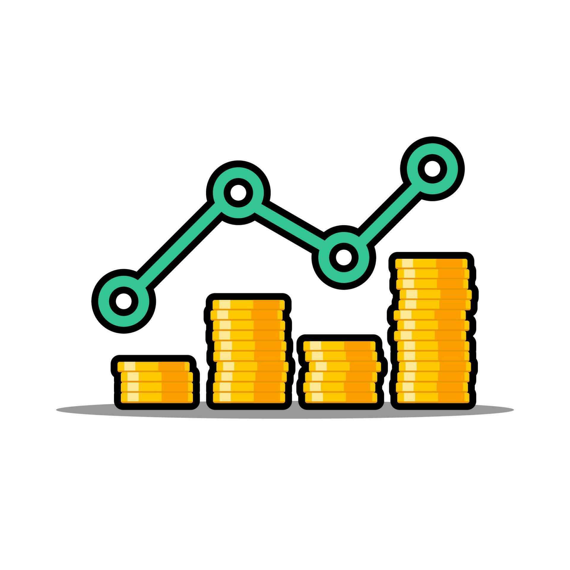 Wallpaper #h2cBEZMBSpphPi3-oPVg145 Gold Coins Price Up Green Graph Black Stroke and Shadow Icon Vector