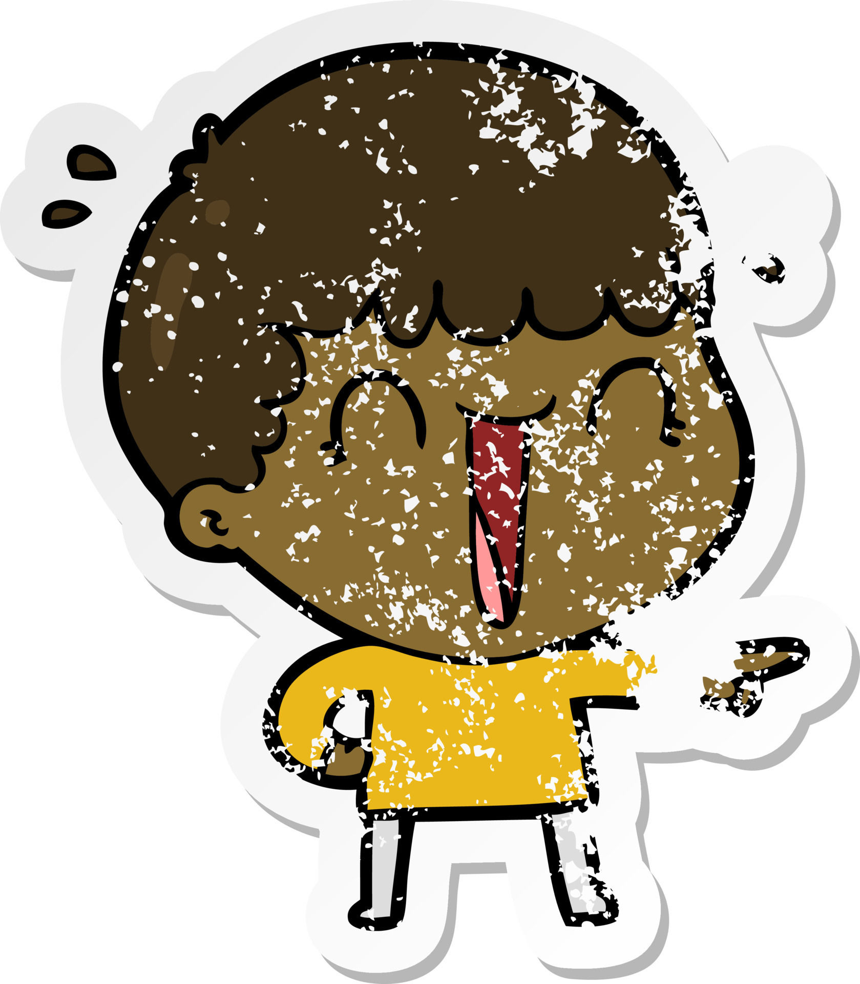 Wallpaper #k2eg8pIBSpphPi3-sXFs349 Distressed Sticker of a Laughing Cartoon Man Pointing Finger 8806303