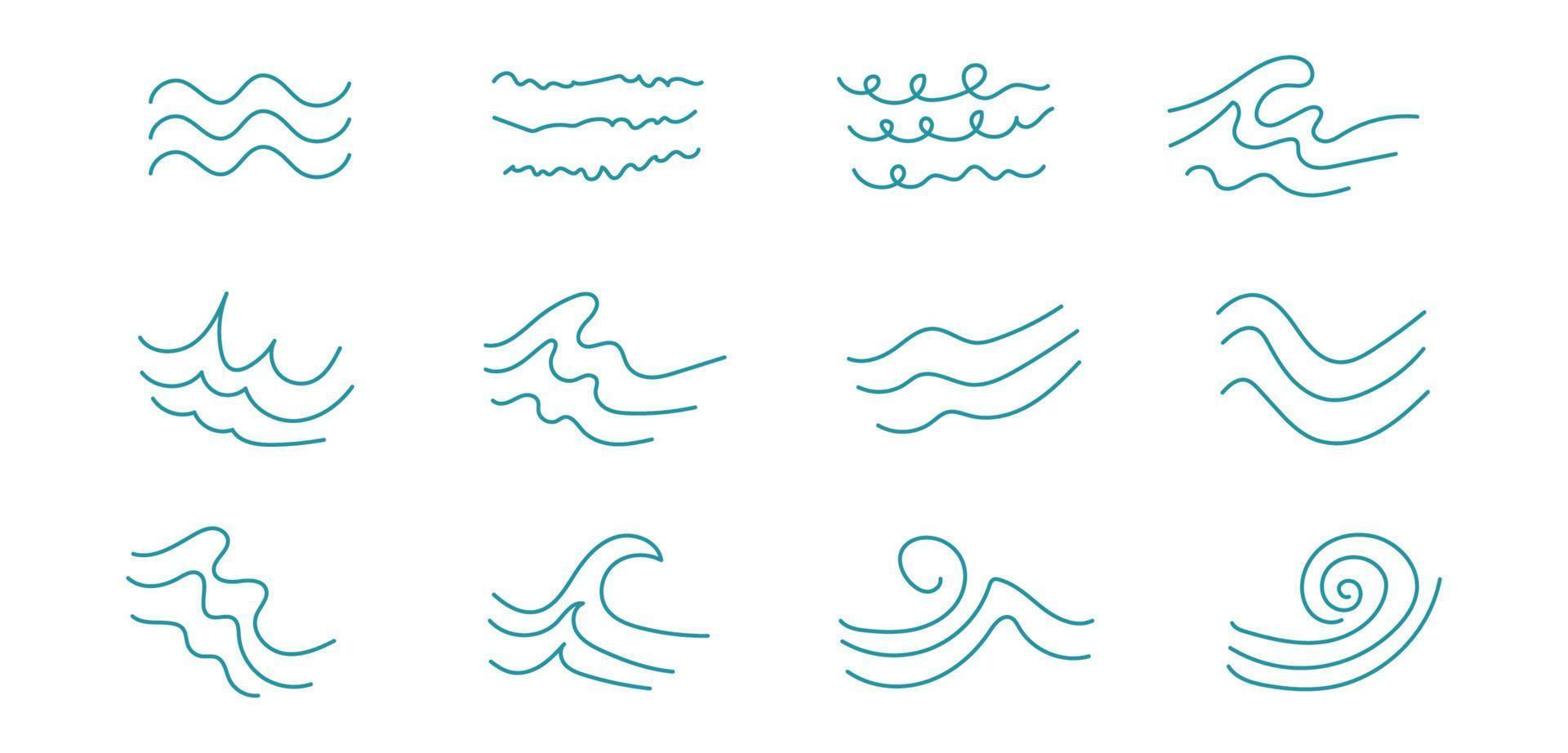 Wallpaper #YmcfCZMBSpphPi3-Vc4824 Vector Line Icon Set with Simple Doodle Wave Hand Drawn Ocean Waves