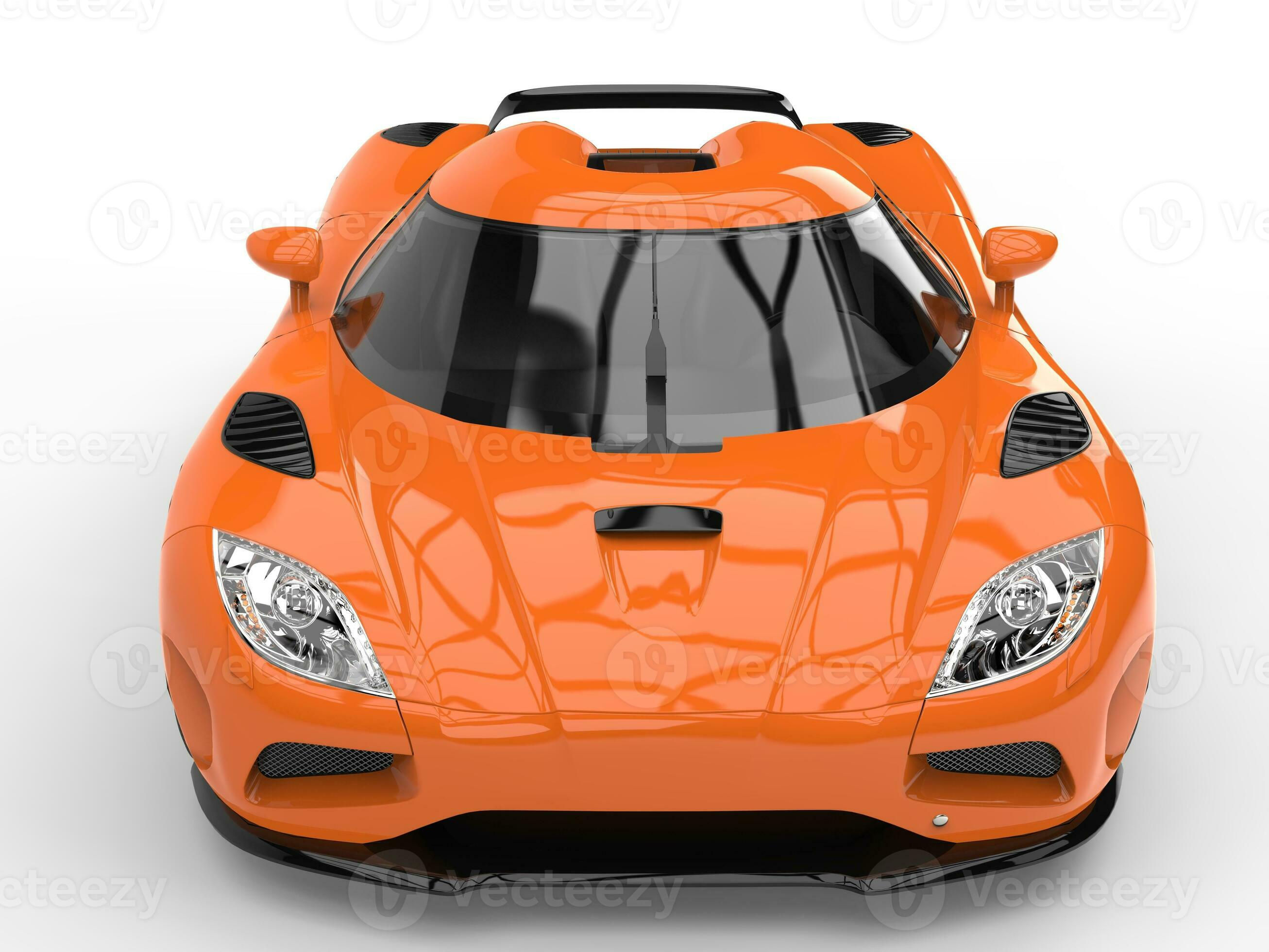 Wallpaper #QWd37pIBSpphPi3-ql0r12 Flame Orange Luxury Modern Sports Concept Car Front View Closeup Shot