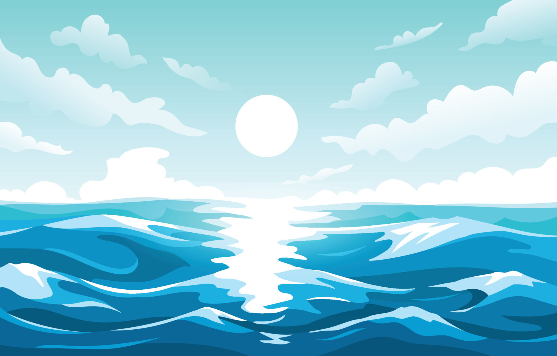 Wallpaper #1mc1CJMBSpphPi3-Ccl78 Blue Ocean with Sun Landscape Background 6749047 Vector Art at Vecteezy