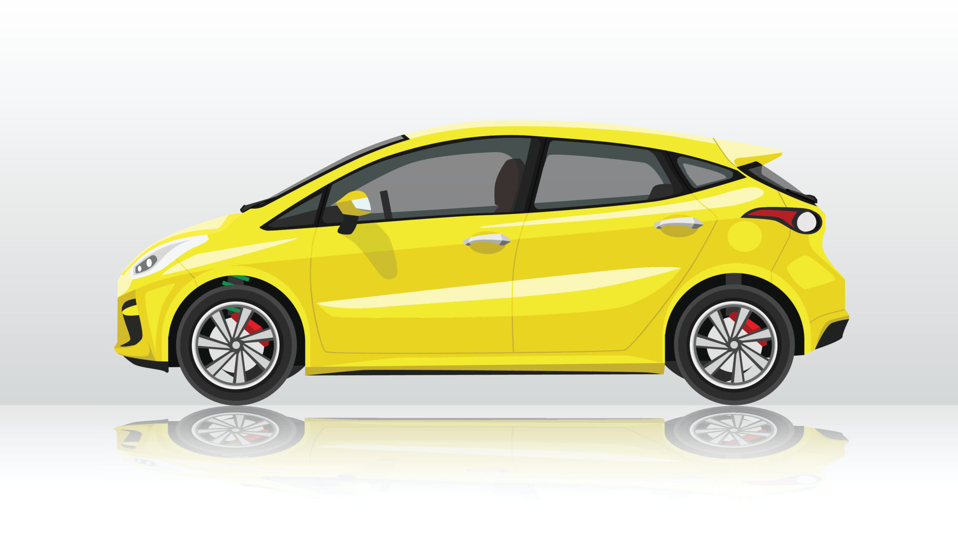 Wallpaper #tGieF5MBSpphPi3-oQ-5322 Concept Vector Illustration of Detailed Side of a Flat Yellow Hatchback