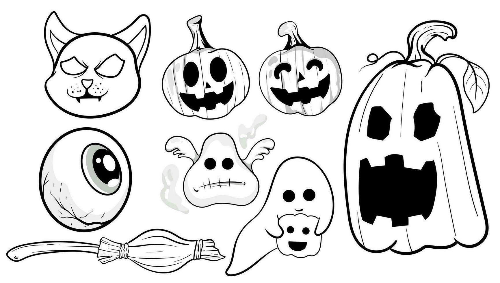 Wallpaper #Fmdx5pIBSpphPi3-DjO-319 Set of Halloween Doodle Black and White Halloween Elements Traditional