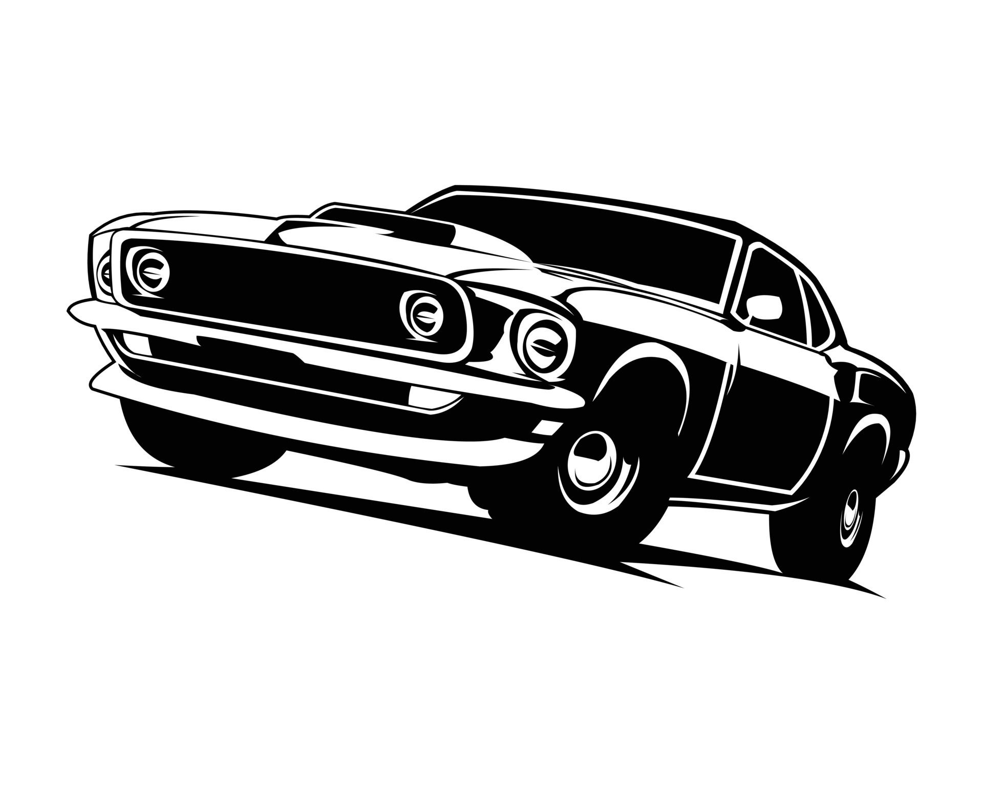 Wallpaper #GGfAC5MBSpphPi3-iNun261 1970s American Muscle Car Silhouette Logo Isolated View on White