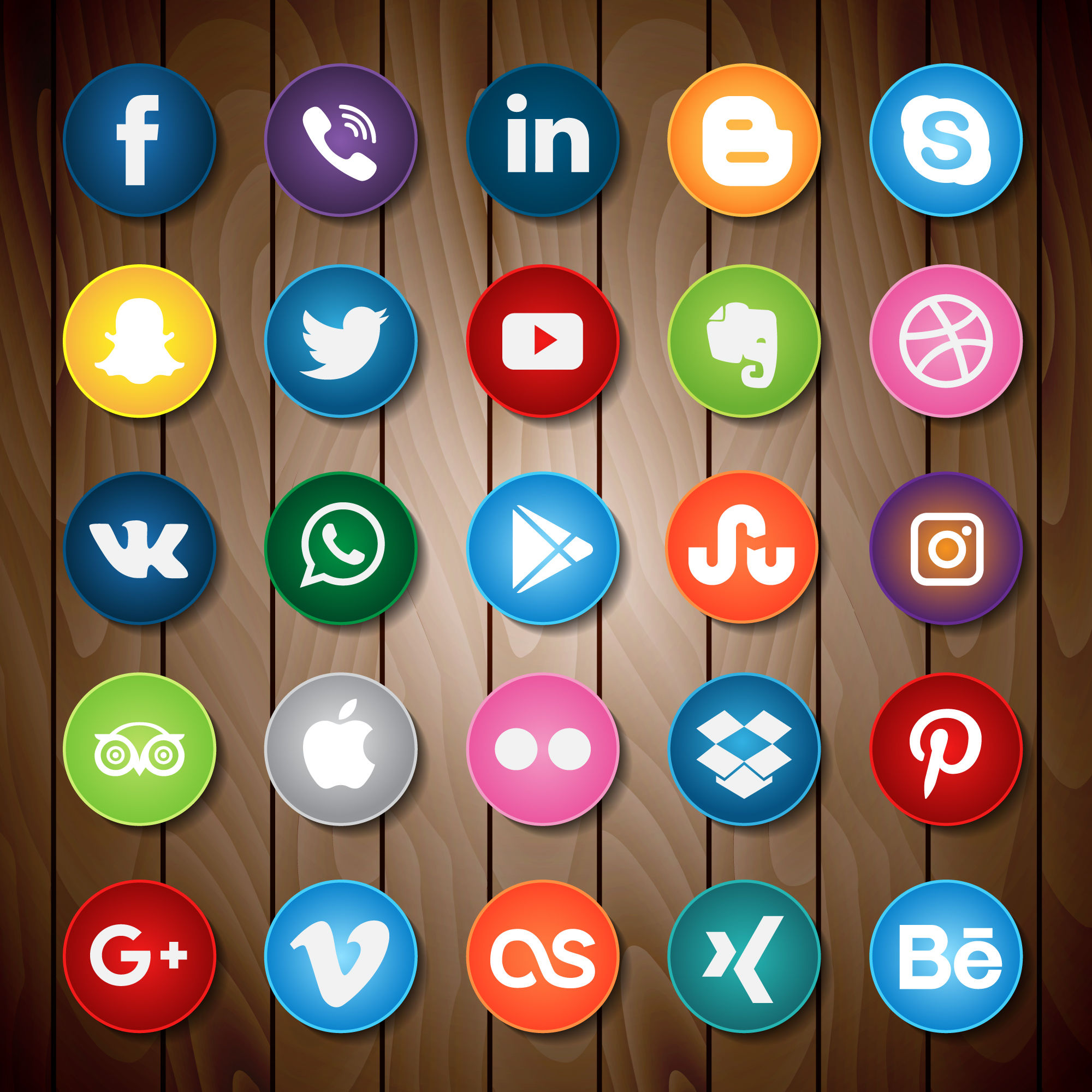 Wallpaper #lWe_75IBSpphPi3-ZGNL97 Social Media Icon on Wood 212811 Vector Art at Vecteezy