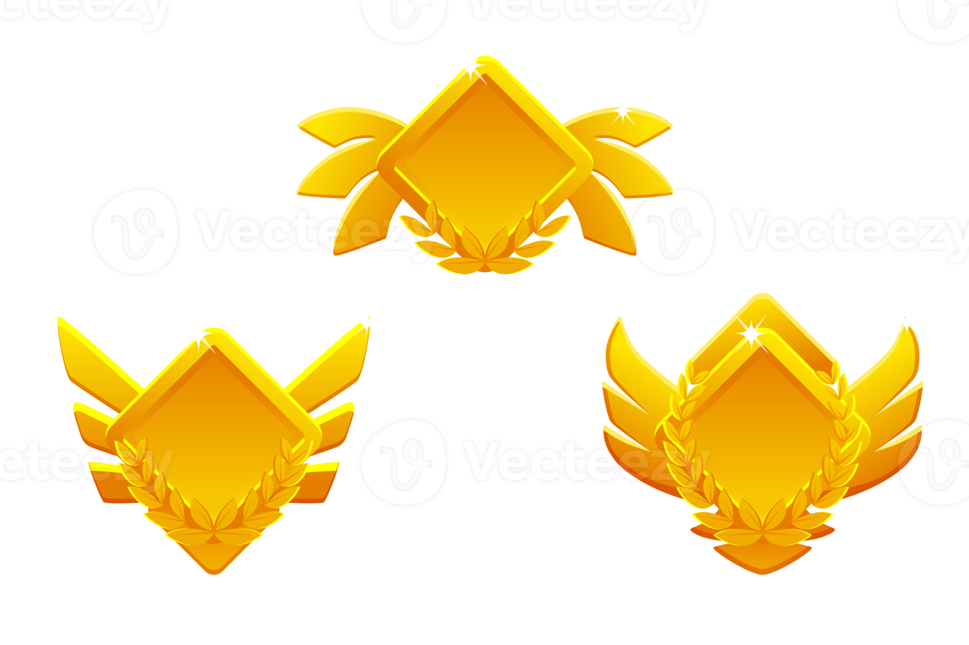 Wallpaper #90YqVZcBqAgmjOk2Ml1B243 Golden Game Rank Icons Isolated Game Badges Buttons in Rhombus Frame
