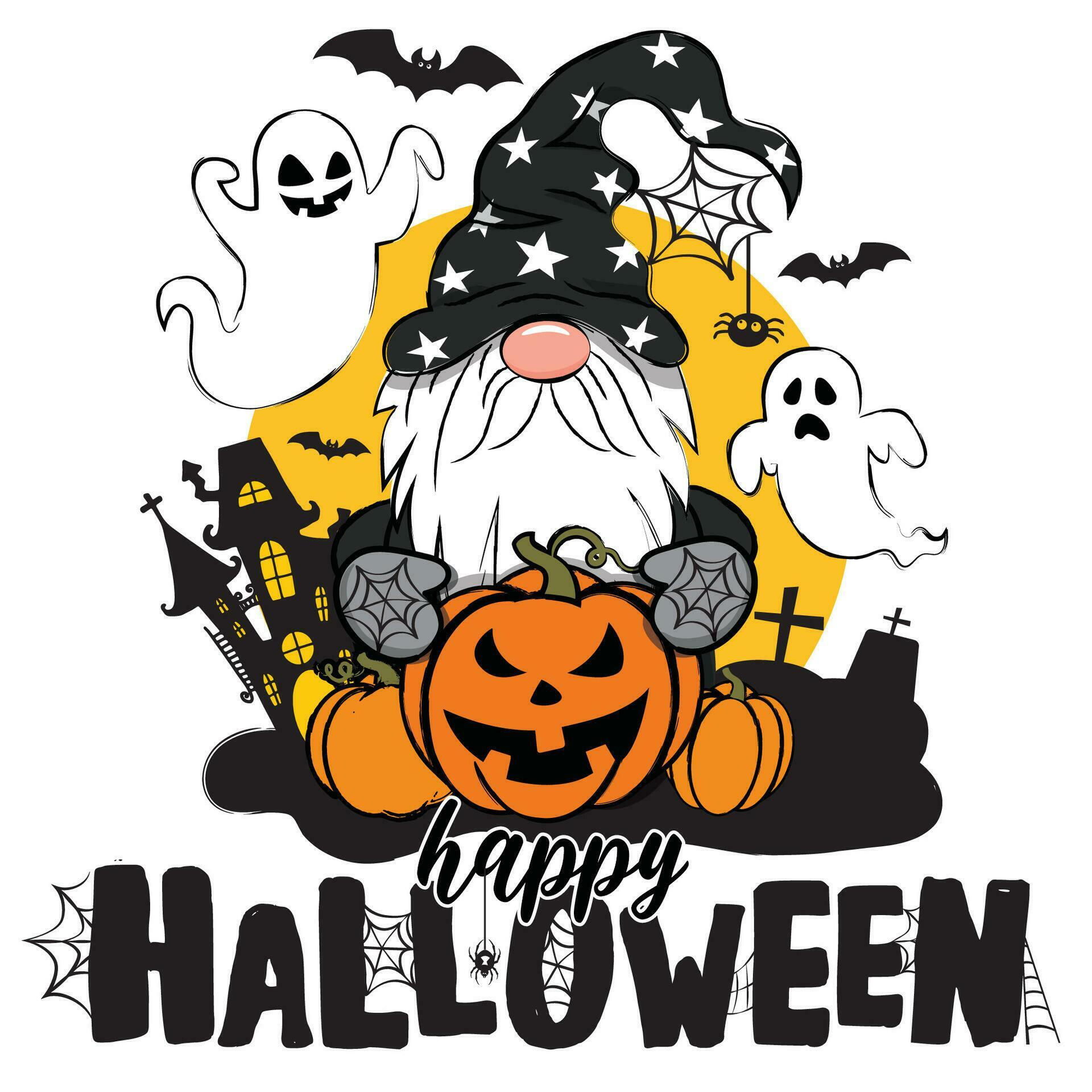Wallpaper #zqkWiJcBxbDgA0Rl1O5S45 Happy Halloween Vector Illustration with Gnome Ghosts Bats Castle