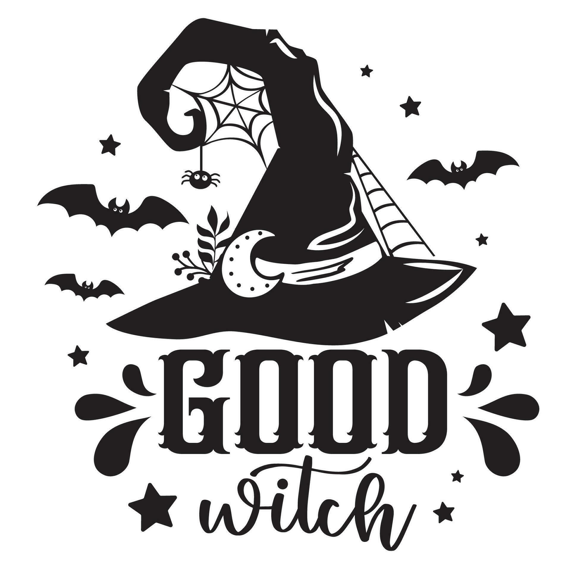 Wallpaper #zqkWiJcBxbDgA0Rl1O5S21 Good Witch Halloween Vector Illustration Spooky Quote with Witch Hat