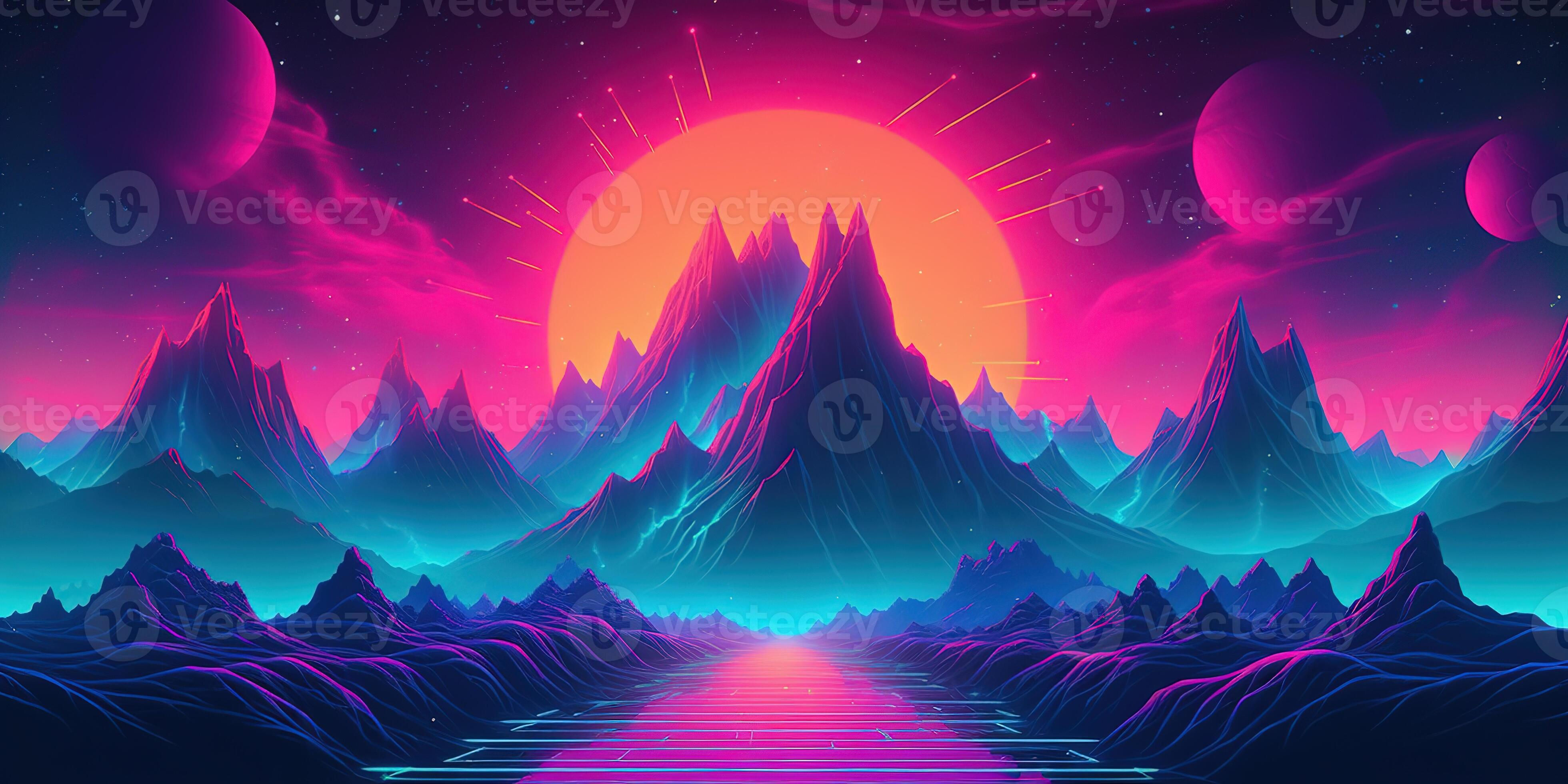 Wallpaper #x--qS5MBMN-XEVvVnztn277 Aesthetic Mountain Synthwave Retrowave Wallpaper with a Cool and