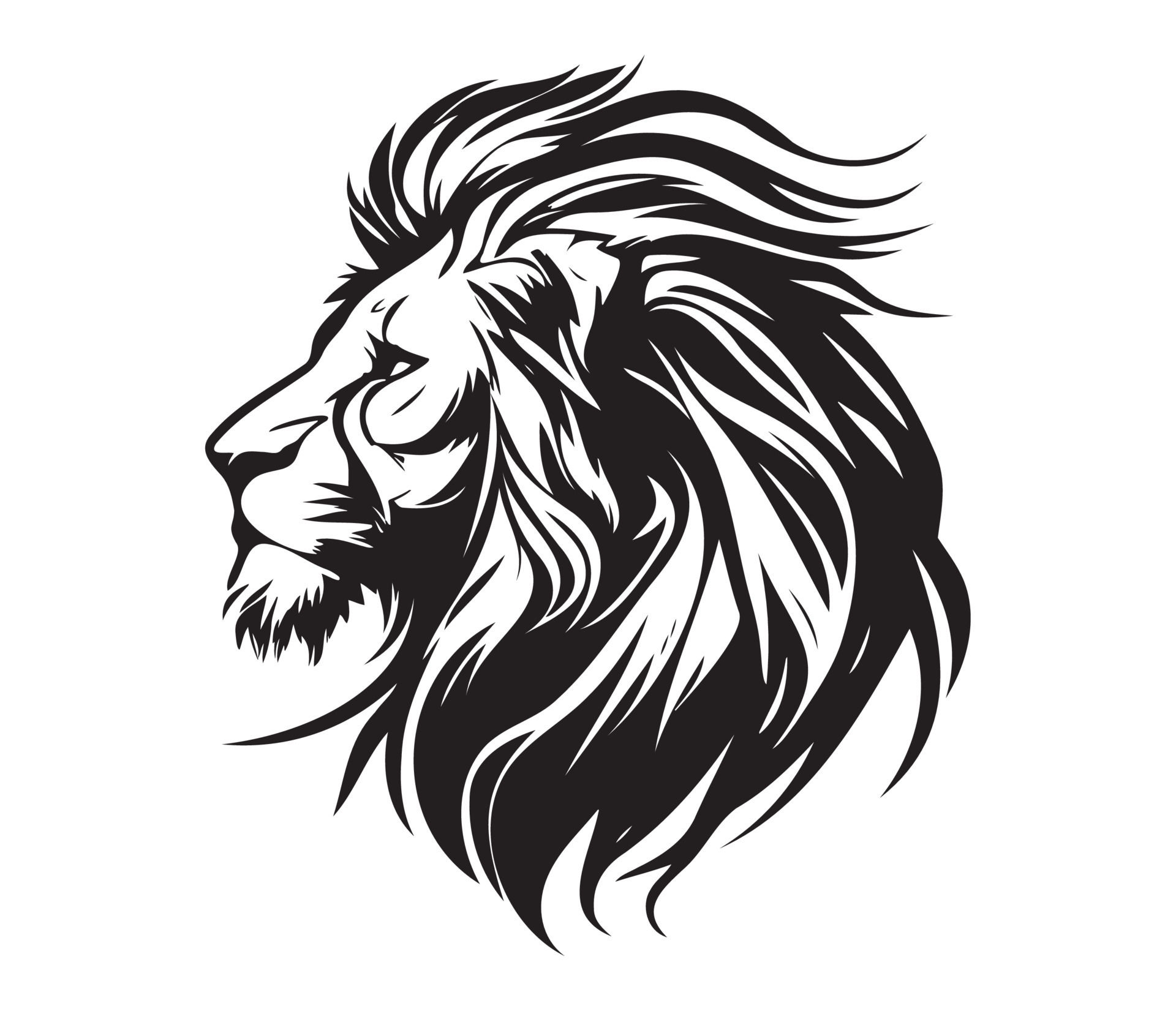 Wallpaper #fULzPJMBOBpx0NhmUcKW352 Black and White Lion Head Side View