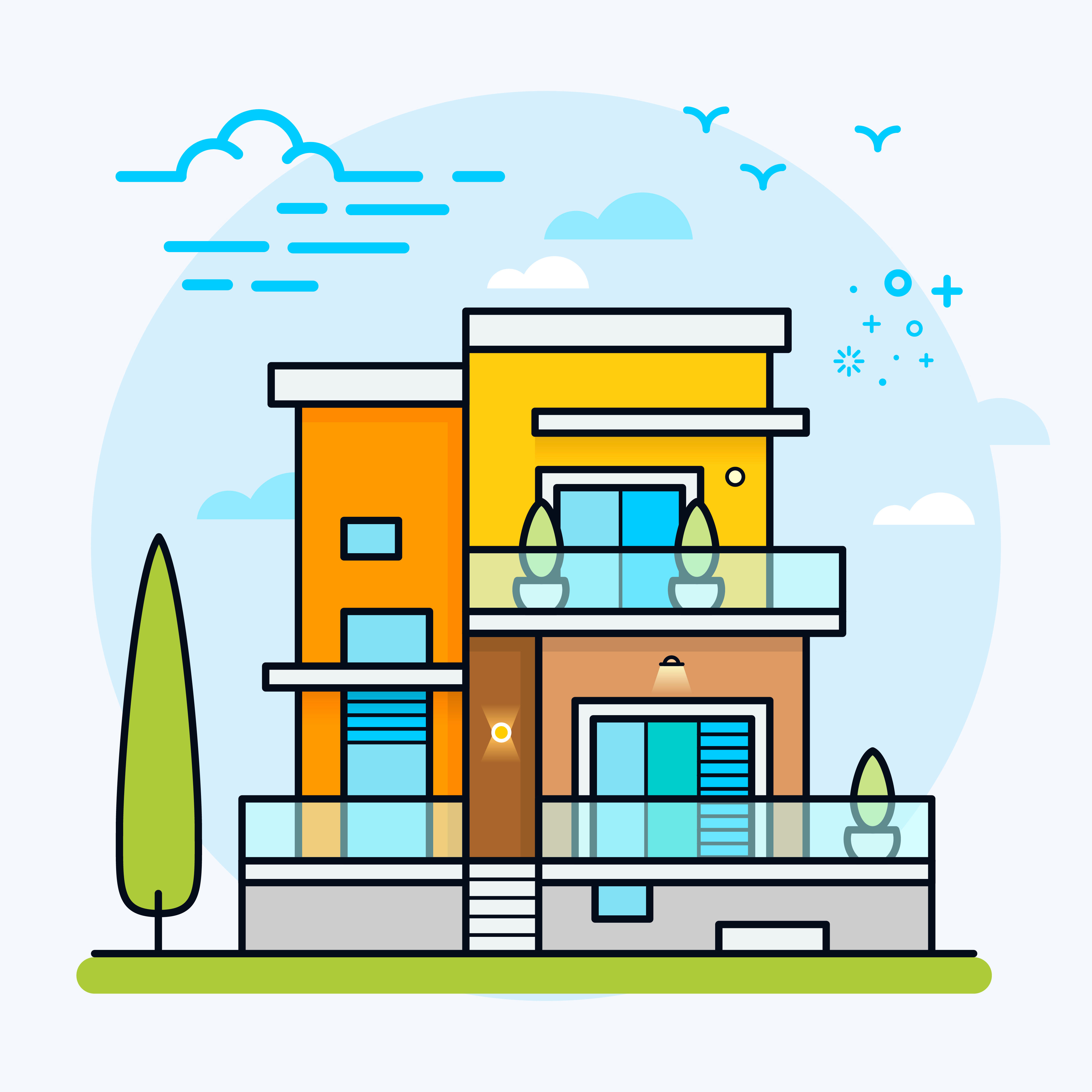 Wallpaper #_wM6Y5MBpyOg8YnEo9Sb237 51 Modern House Vector Art