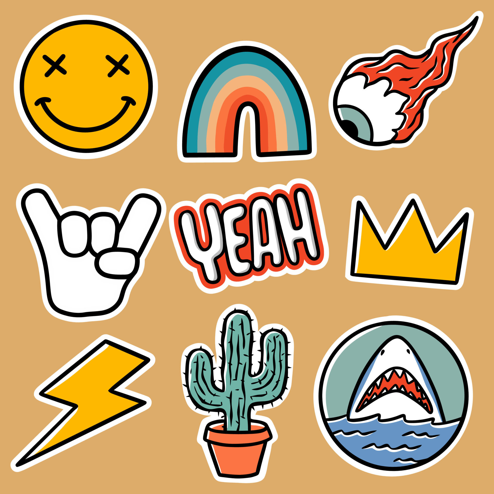 Wallpaper #QIf_MZMBPAdmKxa2_2NZ303 Sticker Set Pop Punk Cartoon Vector 8693312 Vector Art at Vecteezy