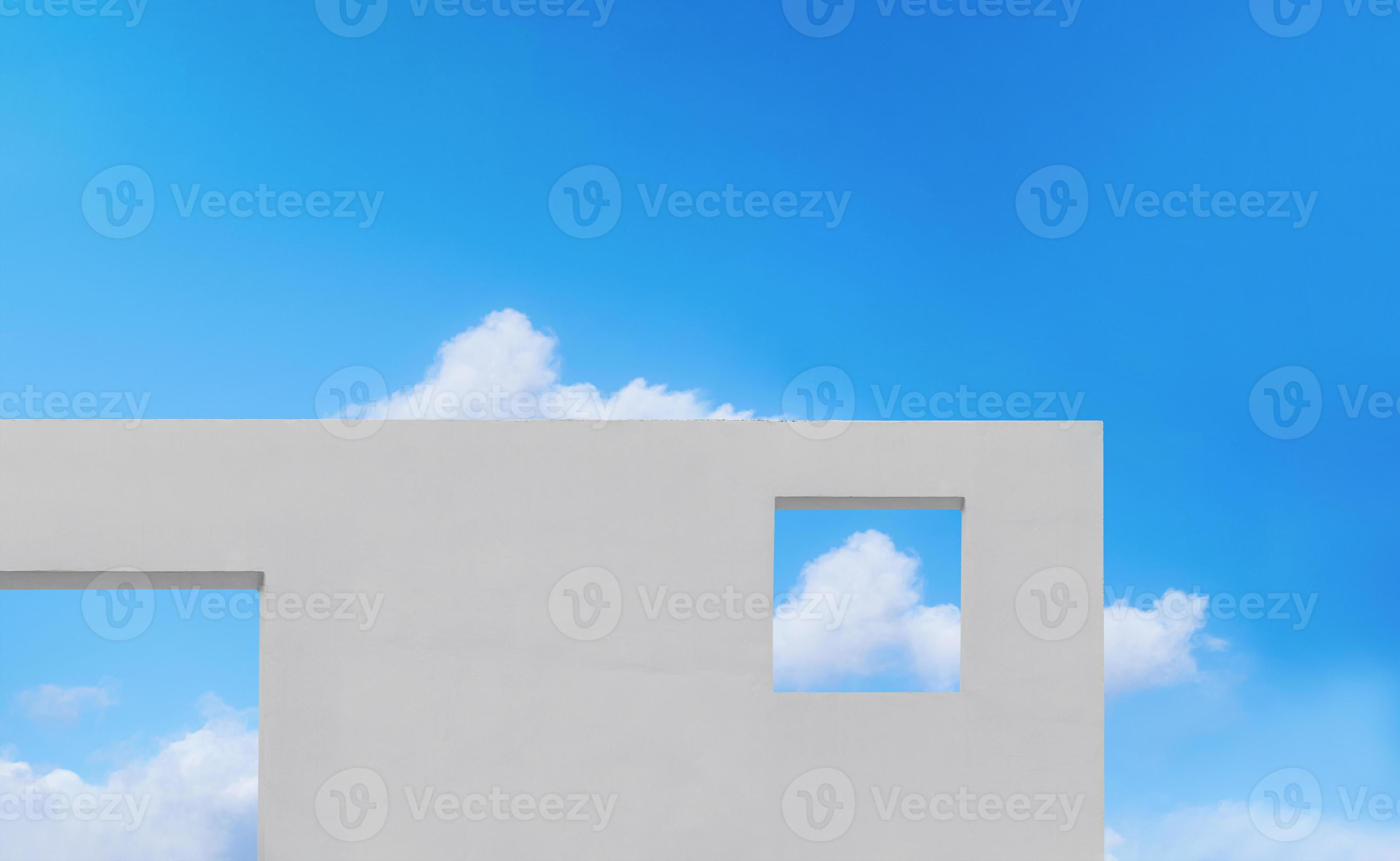 Wallpaper #8WetCpMBSpphPi3-htUW275 Wall Concrete Texture with Open Window Against Clouds and Blue Sky