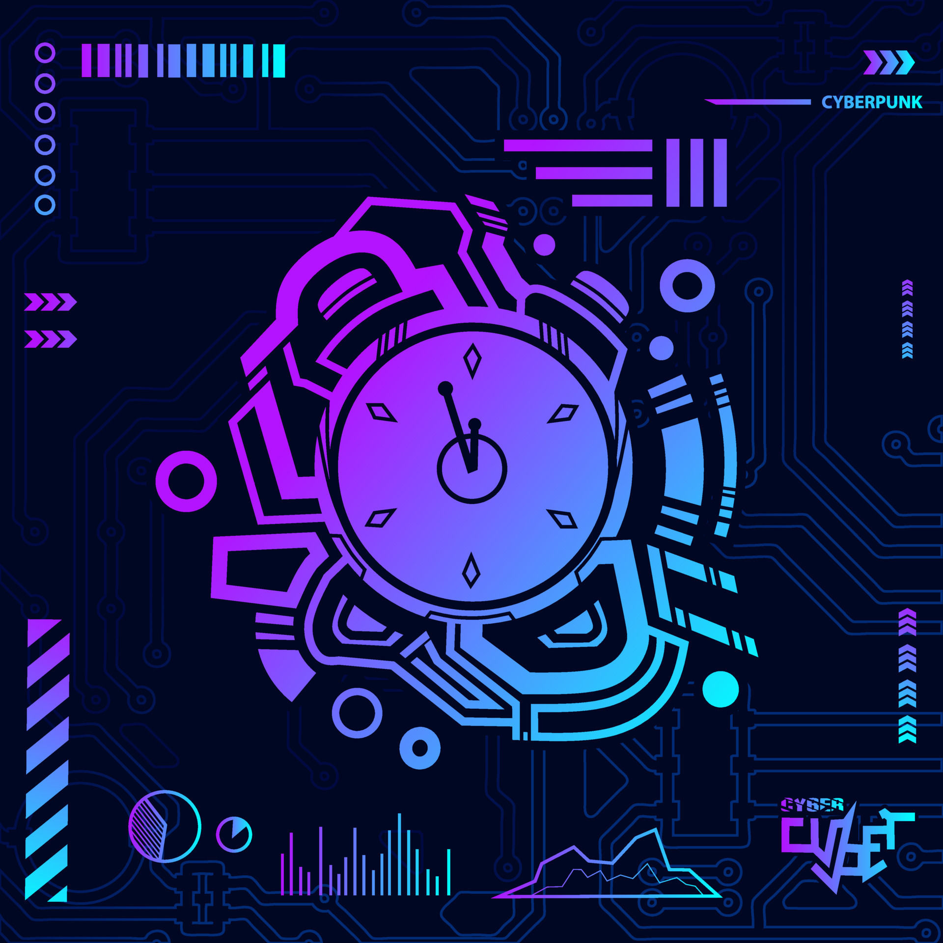 Wallpaper #MGdF-JIBSpphPi3-LInZ57 Diseno Cyberpunk Con Fondo Oscuro Ilustracion De Vector De Tecnologia