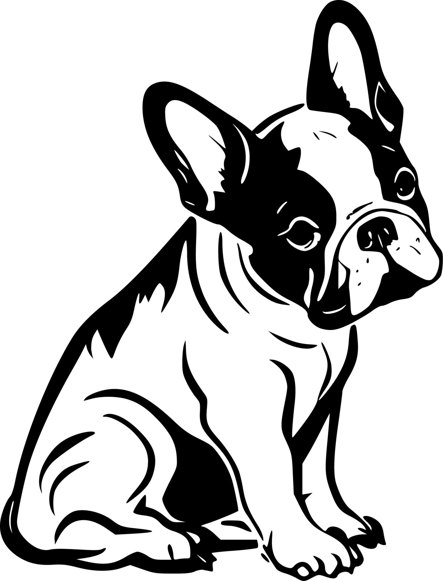 Wallpaper #qx0ULpMBlOZrFDOkP9JS284 French Bulldog Black and White Isolated Icon Vector Illustration