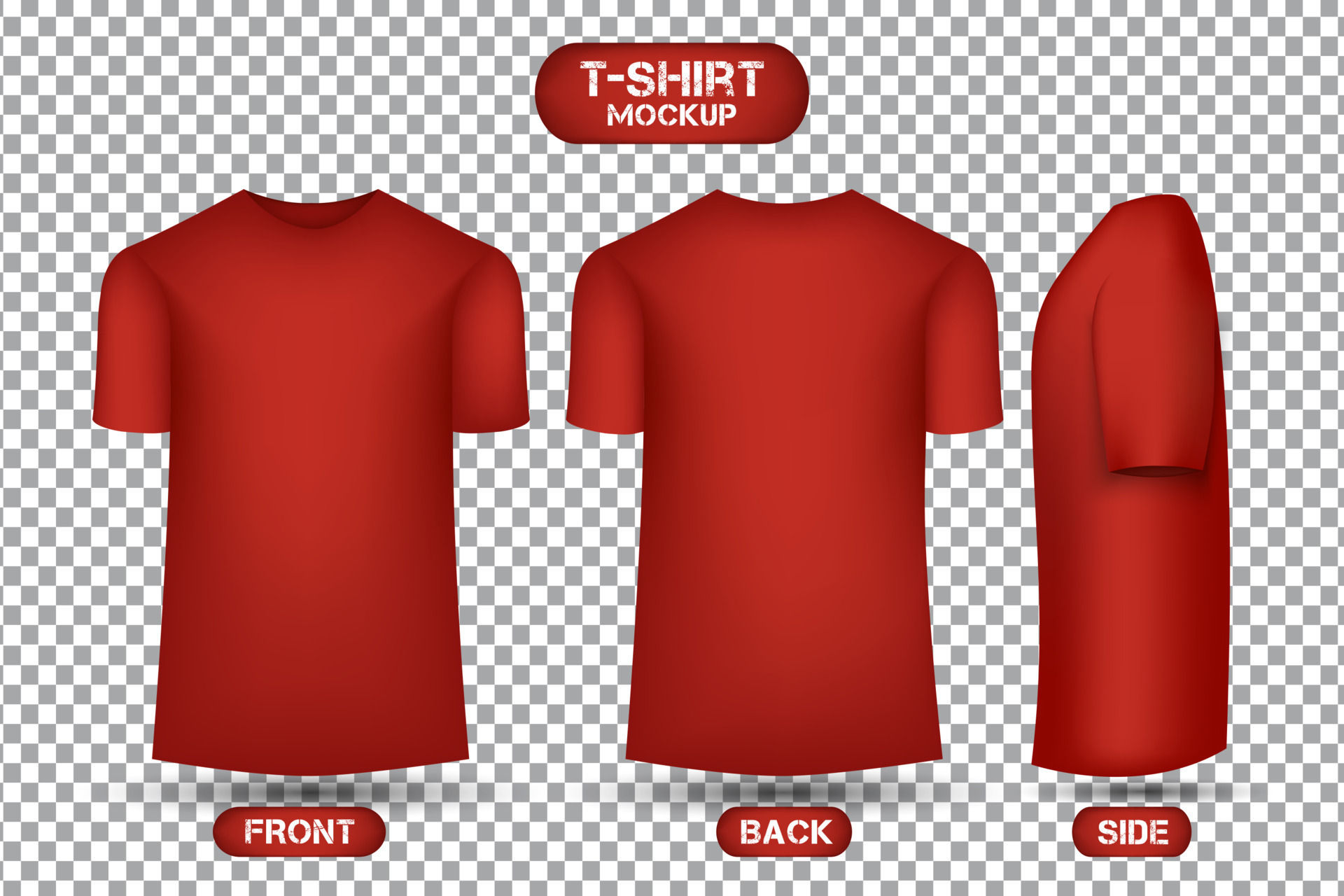 Wallpaper #32cEEpMBSpphPi3-Ovmk96 Plain Red T Shirt Design with Front Back and Side Views 3D Style T