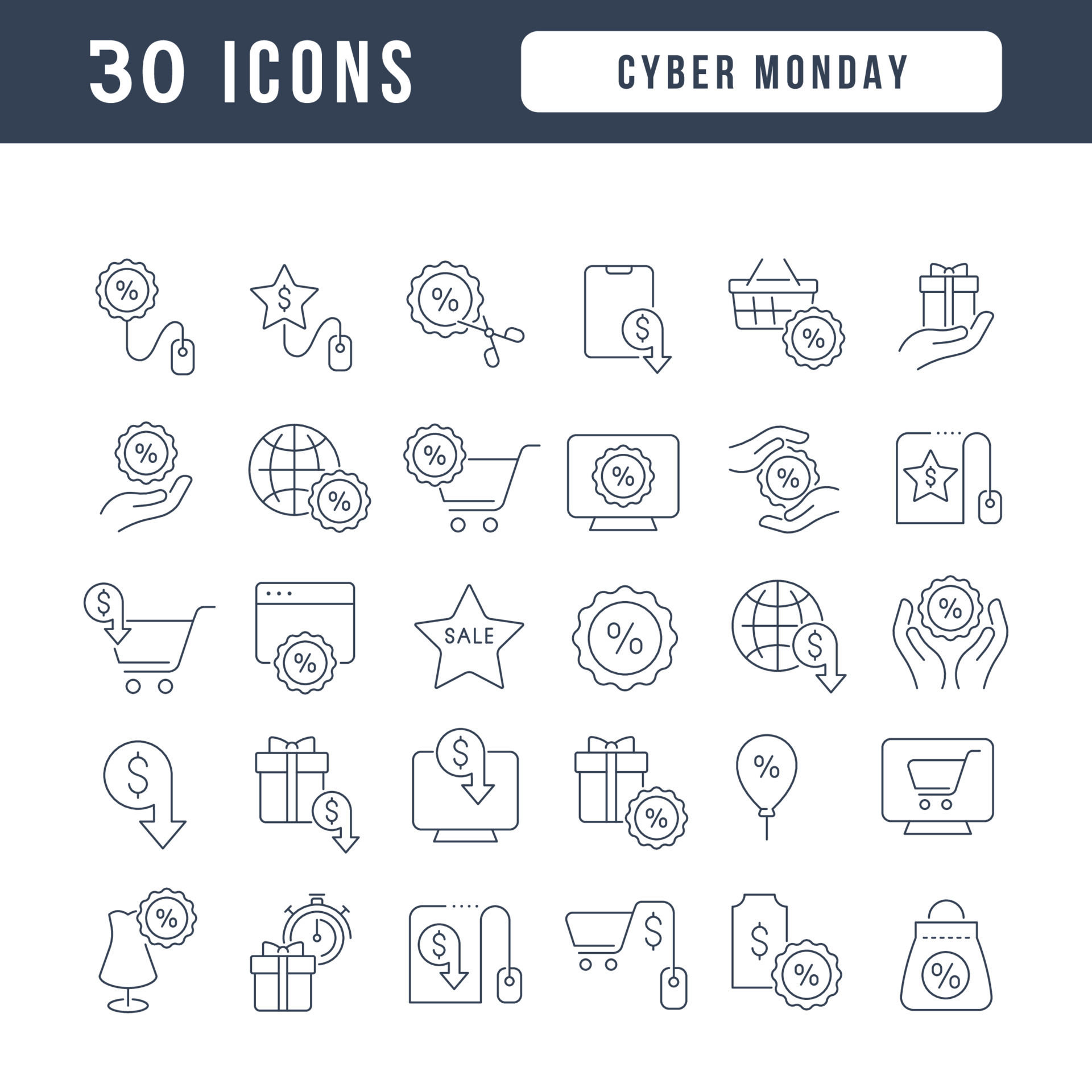 Wallpaper #mmg-HpMBSpphPi3-xiio160 Vector Line Icons of Cyber Monday 9640178 Vector Art at Vecteezy