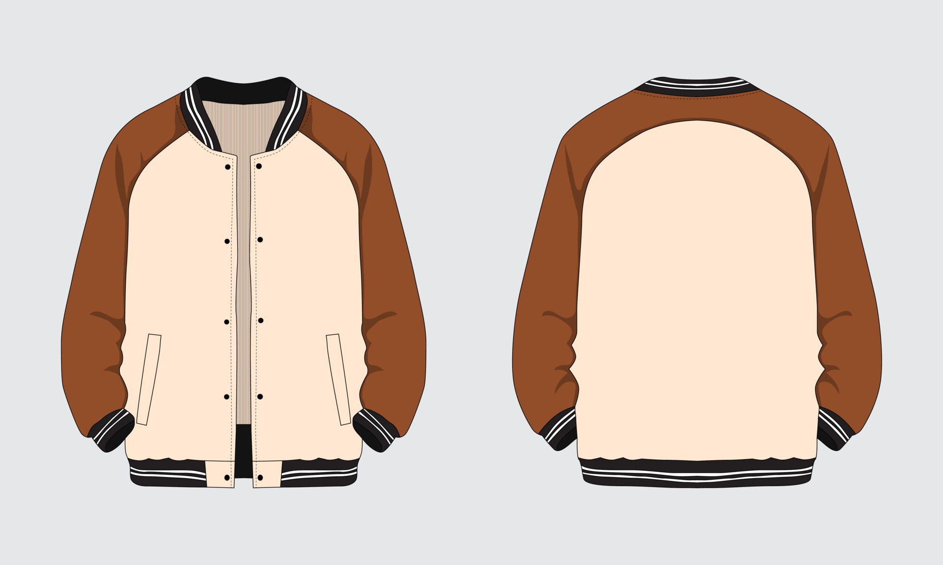Wallpaper #MWiCJJMBSpphPi3-6TmF219 Raglan Sleeve Varsity Jacket Mockup Front and Back View 17675903 Vector