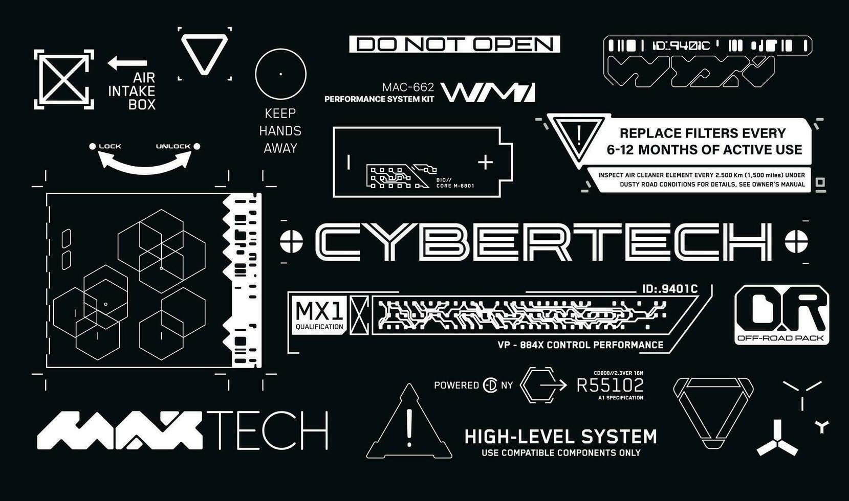 Wallpaper #4DuubpcBSWmA-tzpLY7637 Cyberpunk Style Decals Set Set of Vector Car Service Stickers and