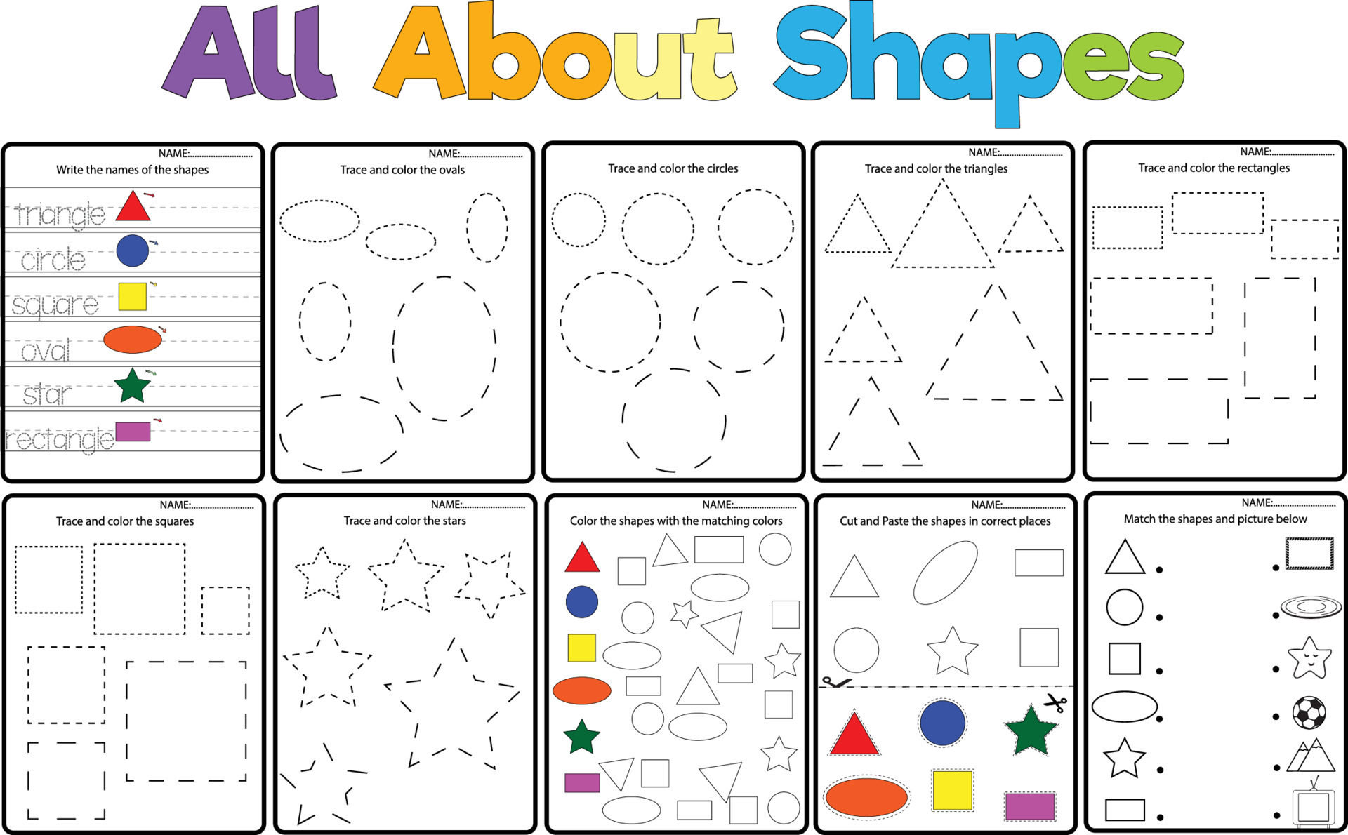 Wallpaper #jmiMFZMBSpphPi3-4wjh237 All About Shapes Trace and Color the Geometric Shapes Worksheet for