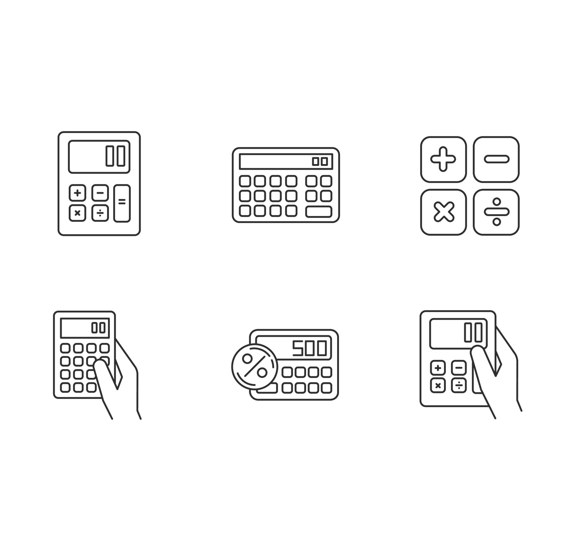 Wallpaper #XmepBpMBSpphPi3-QcIQ59 Pocket Calculators Pixel Perfect Linear Icons Set 3192437 Vector Art at