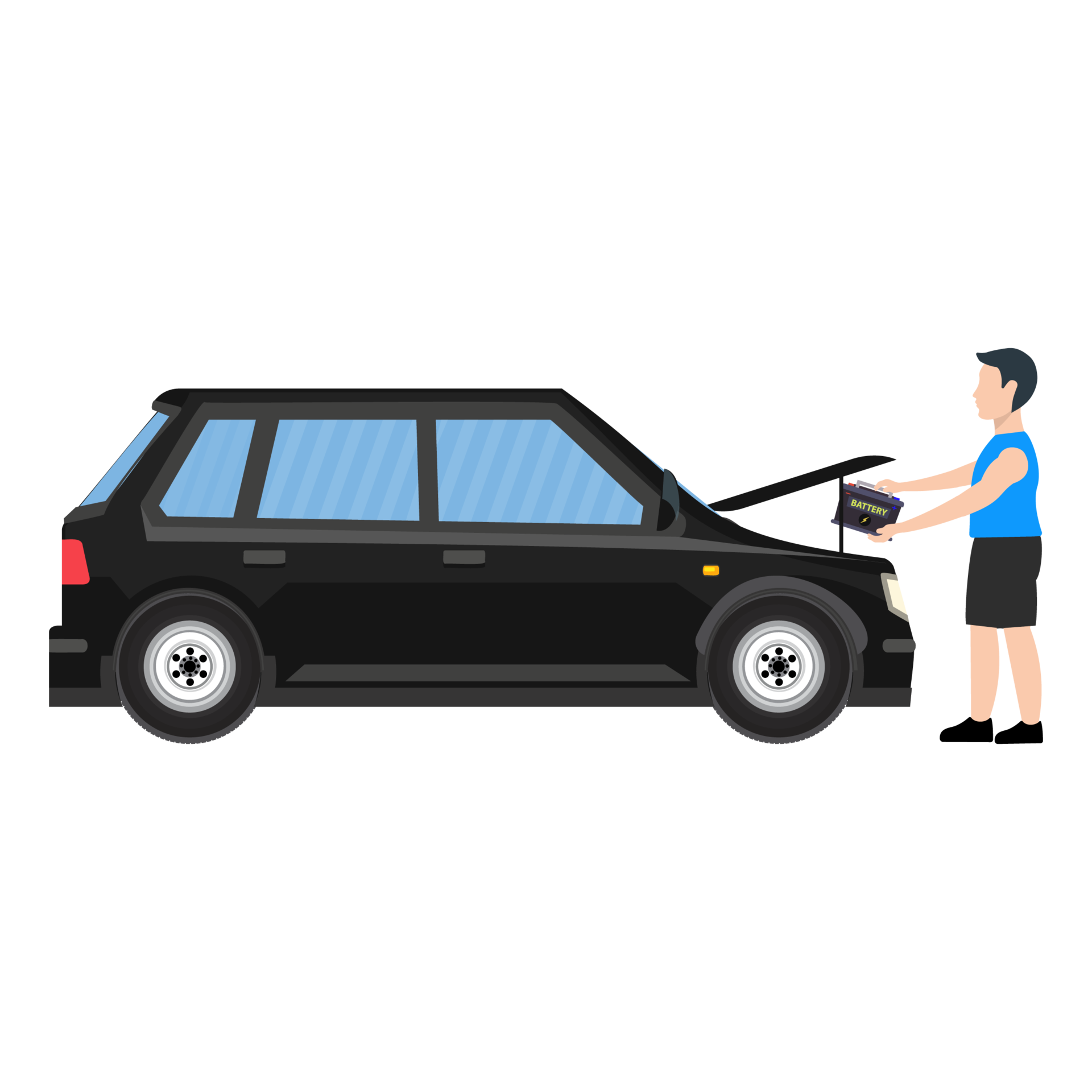 Wallpaper #5D98PJMBLiIJ4c9OFJE_334 A Man Replacing the Car Battery on an Urban Road Vector Flat Boy