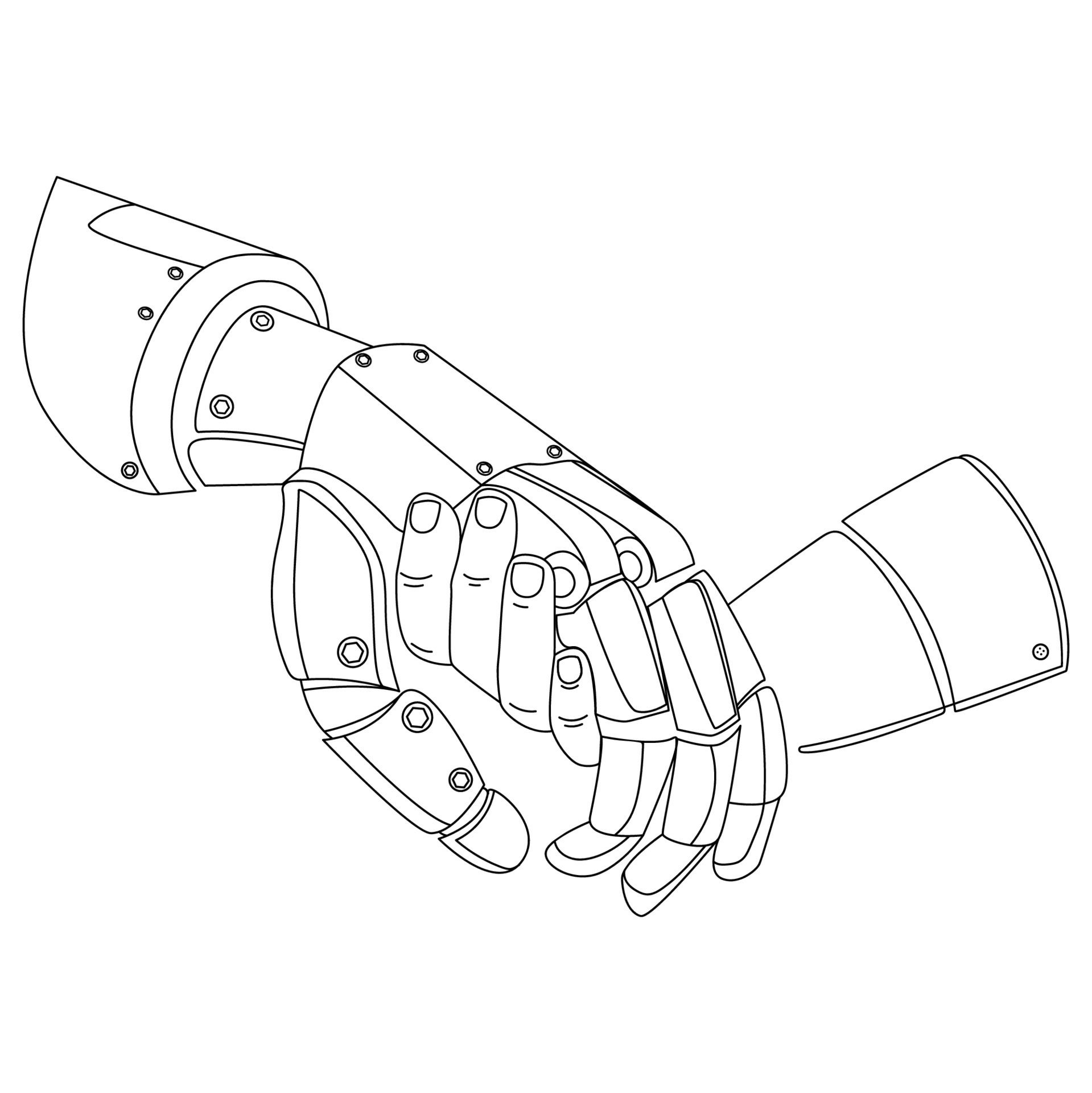 Wallpaper #EBqIT5MB1yWOL4qgrX-V89 Futuristic Robotic Android Hand Holding Human Child Hand Line Art