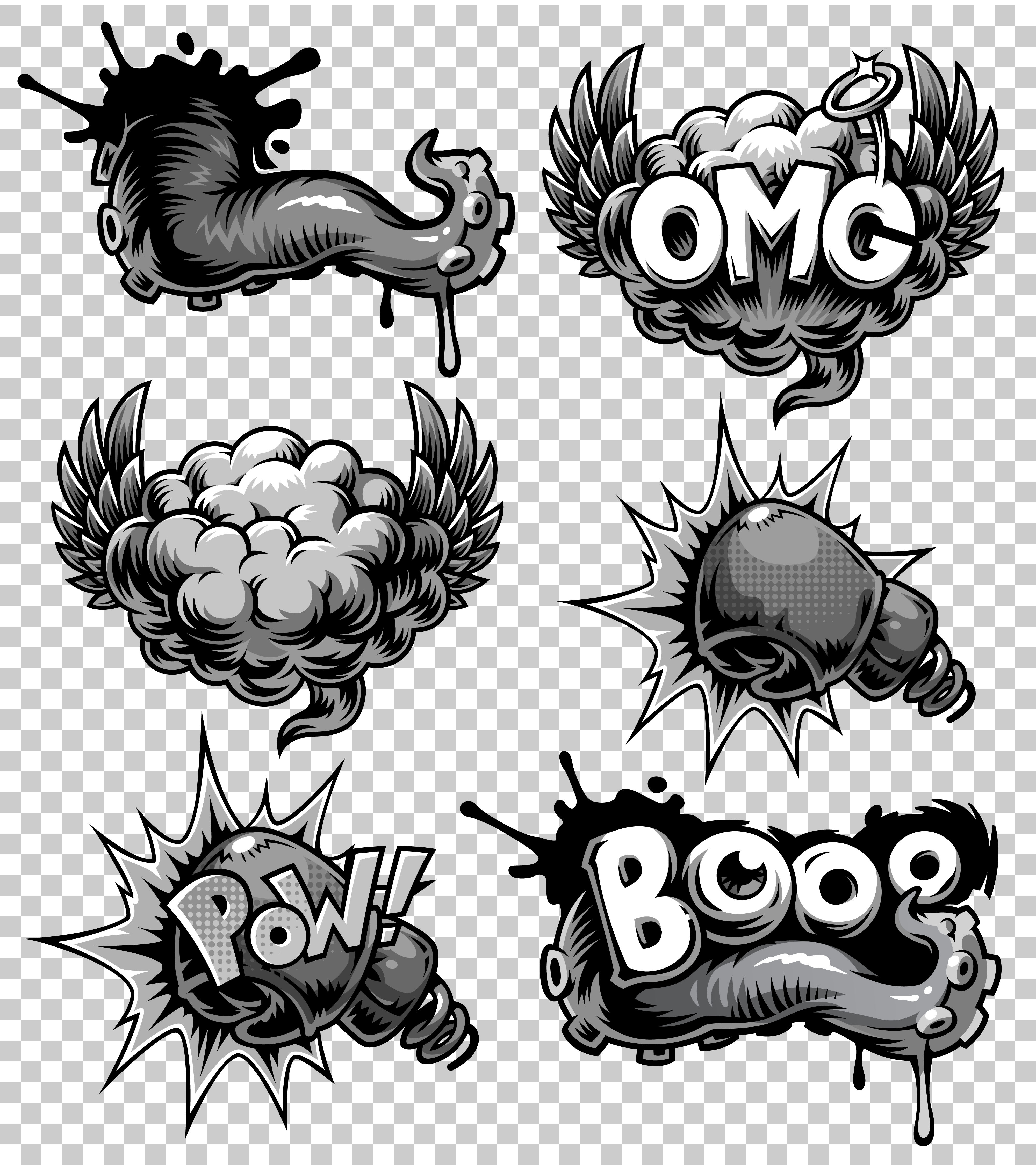 Wallpaper #6fQUOpMBKFX8bn3r1nfR347 Vector Set of Monochrome Comics Icons Download Free Vectors Clipart