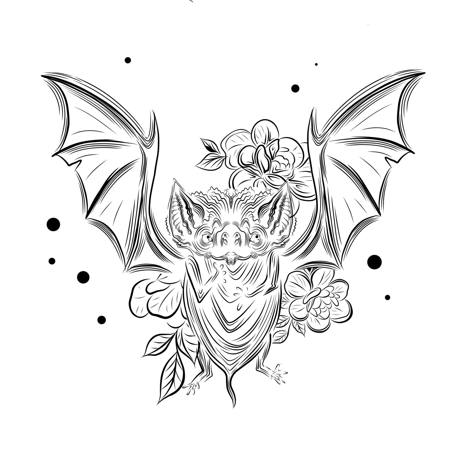 Wallpaper #r3KDMpMBX2lk1u3ogFrF37 Bat Tattoo Linear Vector Illustration of a Vampire 13261249 Vector Art
