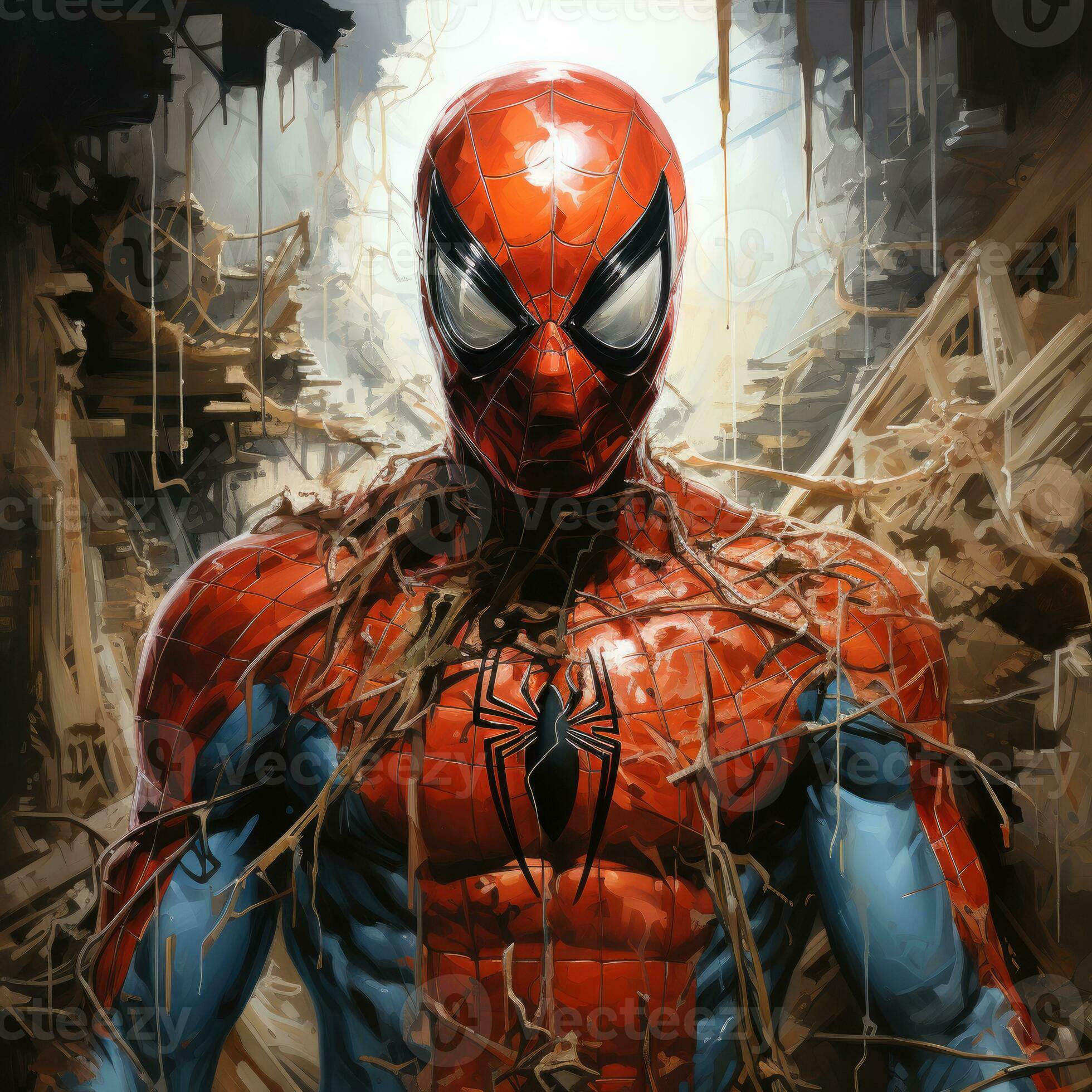 Wallpaper #xTG0NZMB5zzyi_yYgFcA12 Crazy Spider Man Furious Mad Portrait Expressive Illustration Artwork