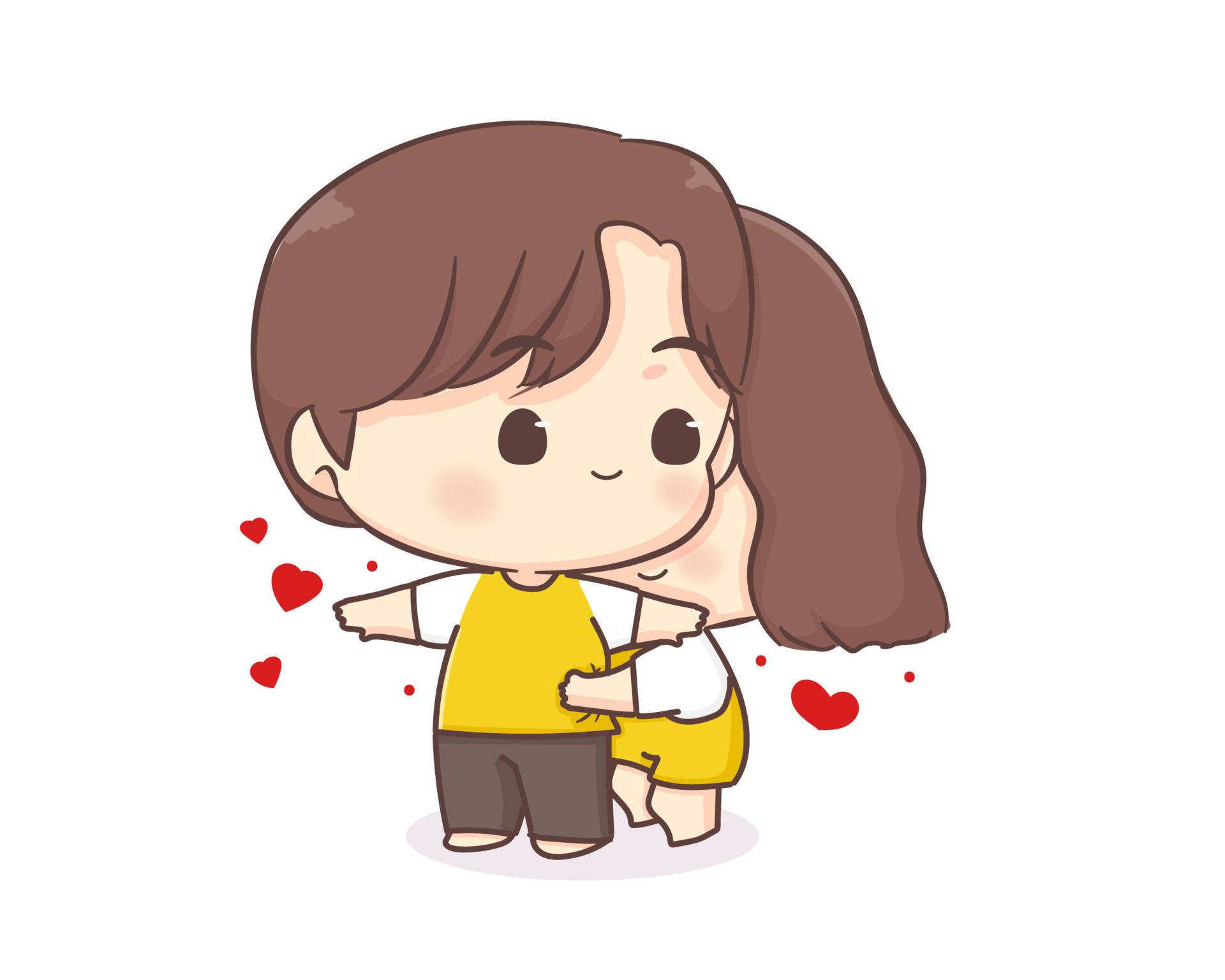 Wallpaper #zrgO3JIBJvJKYCmE5_lC239 Cute Lovers Couple Chibi Cartoon Character Girl Hugging Her Boy Friend