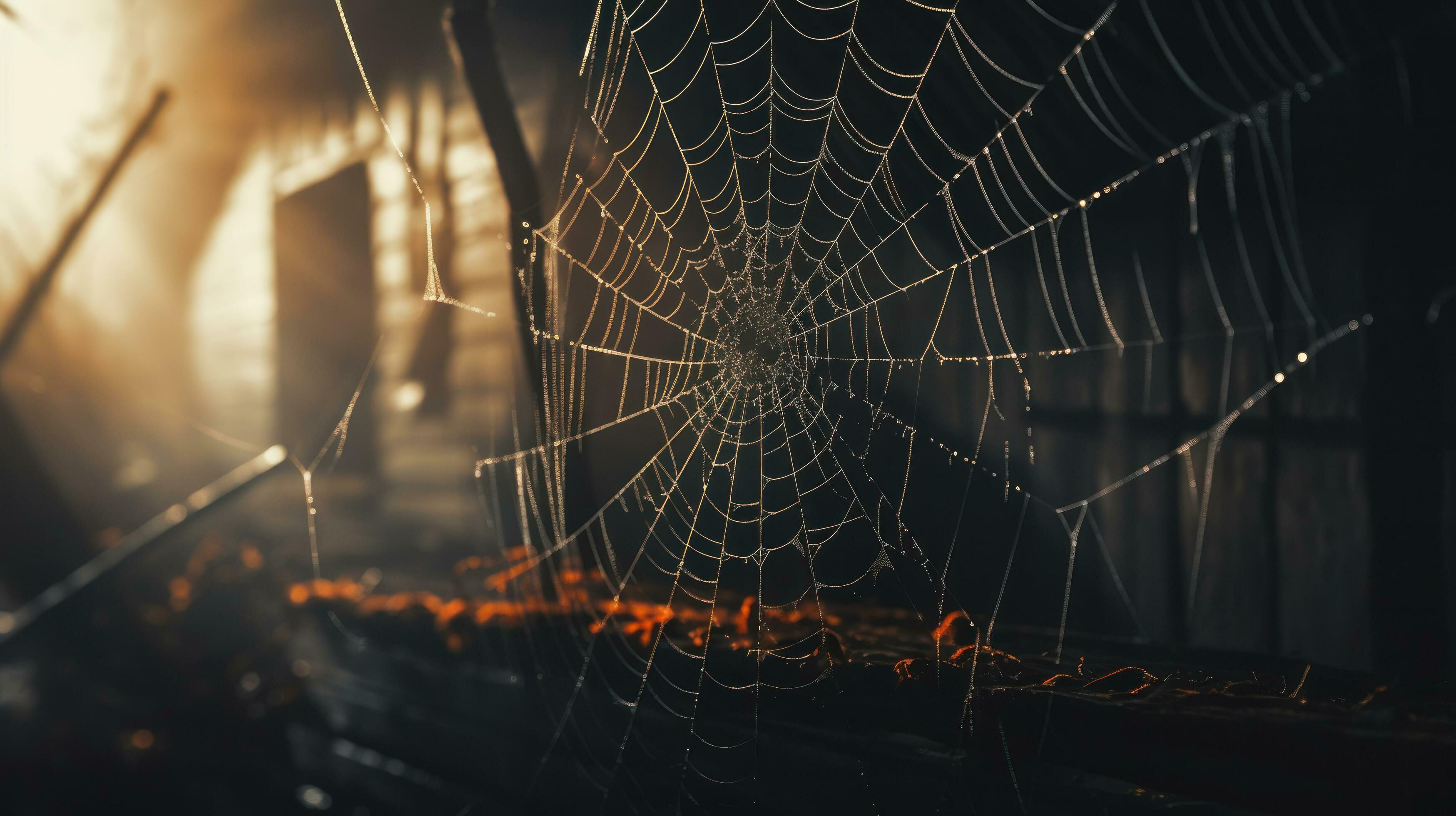 Wallpaper #zqkWiJcBxbDgA0Rl1O5S177 Old Spider Web on Corner of Abandoned House and Ghost Pumpkin