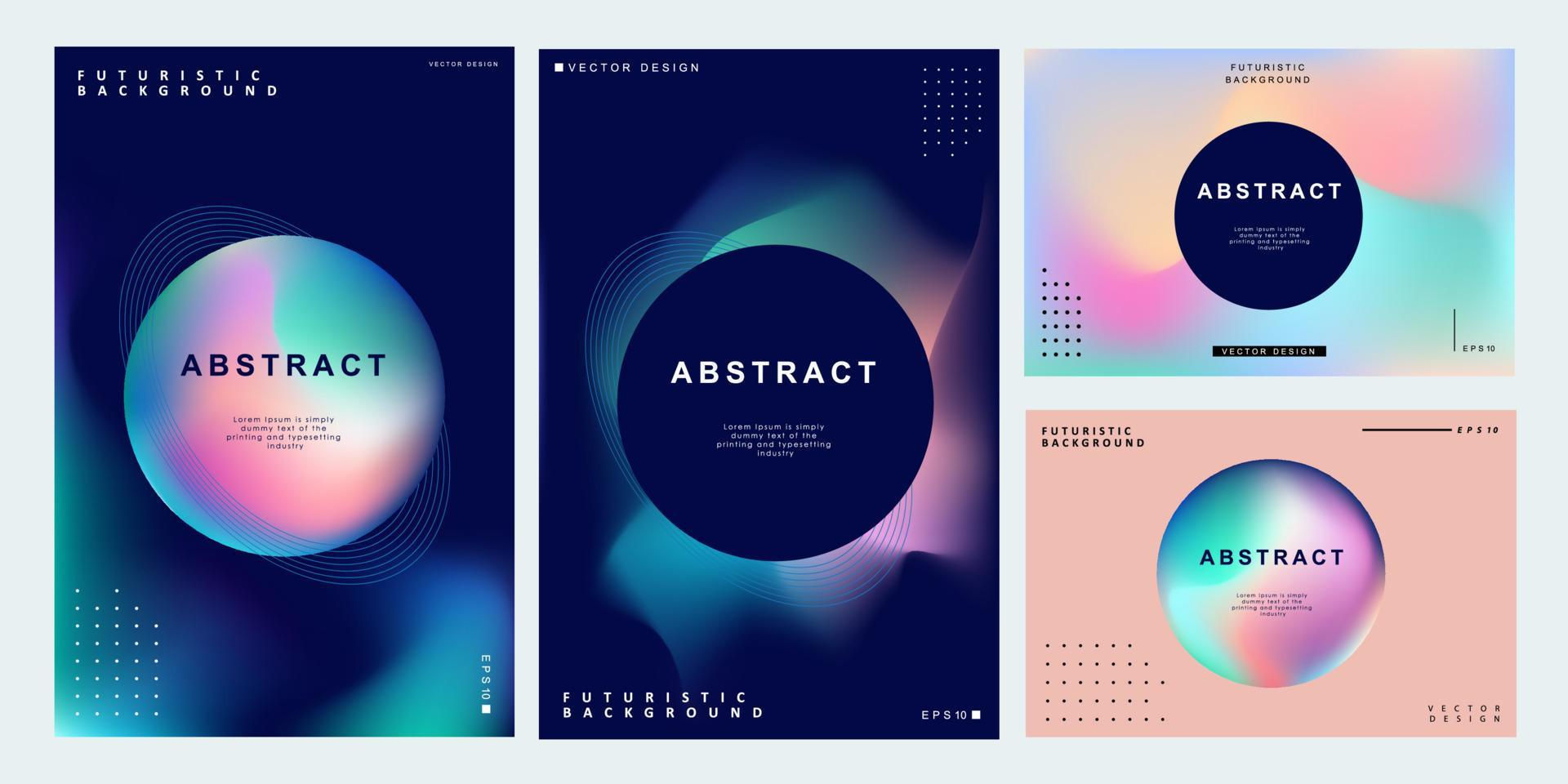 Wallpaper #A0ApMJMBJhL2WPbazsCh273 Set of Colorful Posters Circle Shape with Neon Lights Abstract
