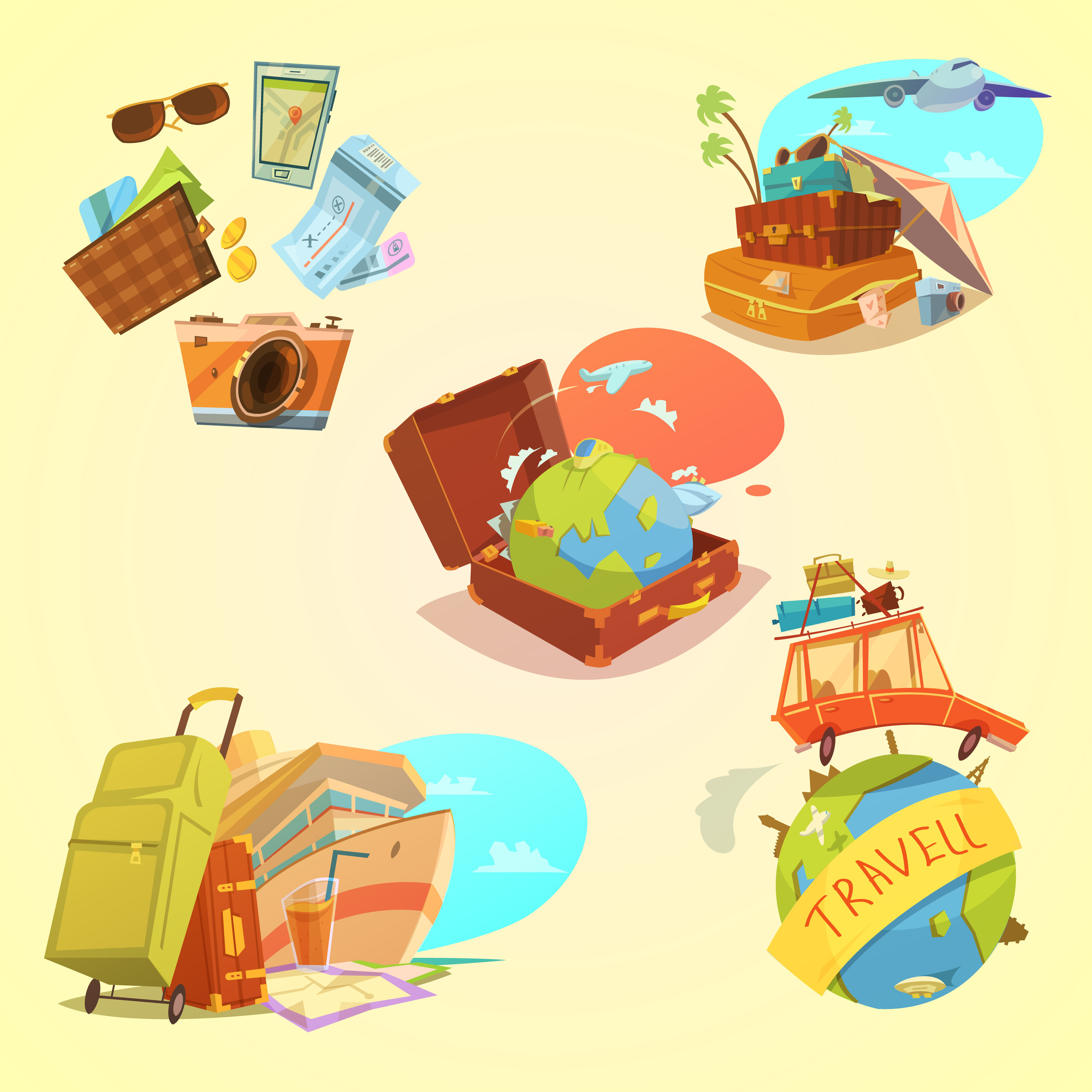 Wallpaper #5_8FapMB3lSXT3zUC-WN435 Travel Cartoon Set 477147 Vector Art at Vecteezy