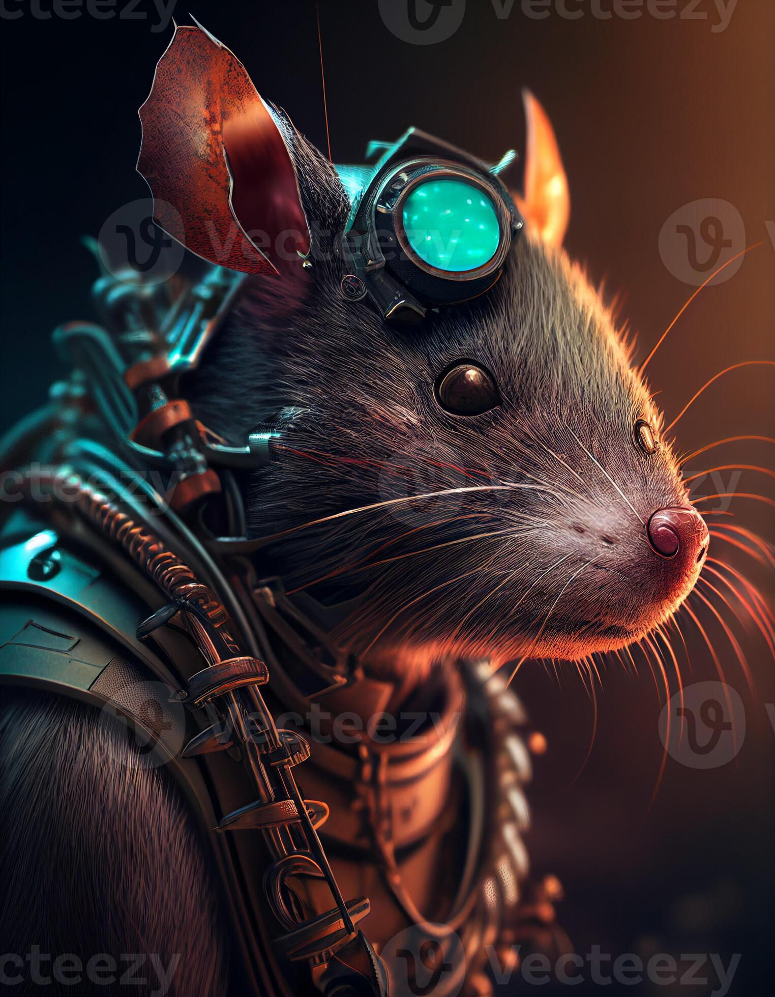 Wallpaper #jKeiMpMBlSzal8H1ONuh151 Cyberpunk Mouse Rat Realistic Illustration Created with AI Tools