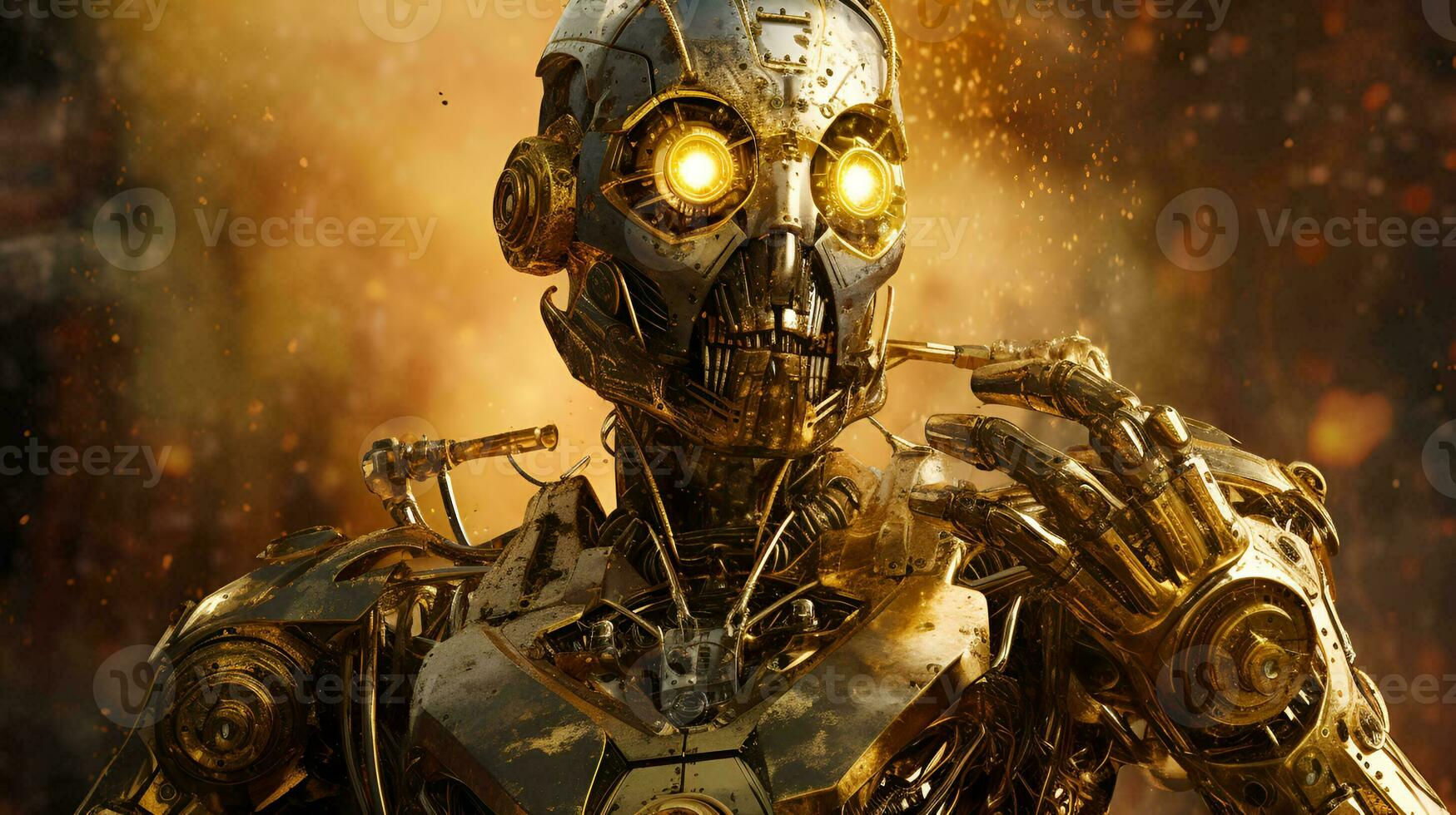 Wallpaper #ss4JJZMB71dOy6JZQBKv120 Shining Steampunk Robot Portrait in Cinematic Style 25482240 Stock
