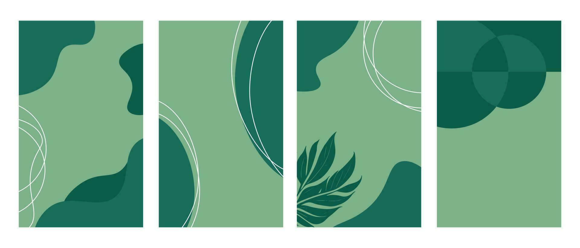 Wallpaper #52dQ-5IBSpphPi3-YpO8393 Set of Nature Concept Summer Green Background Modern Abstract Art with