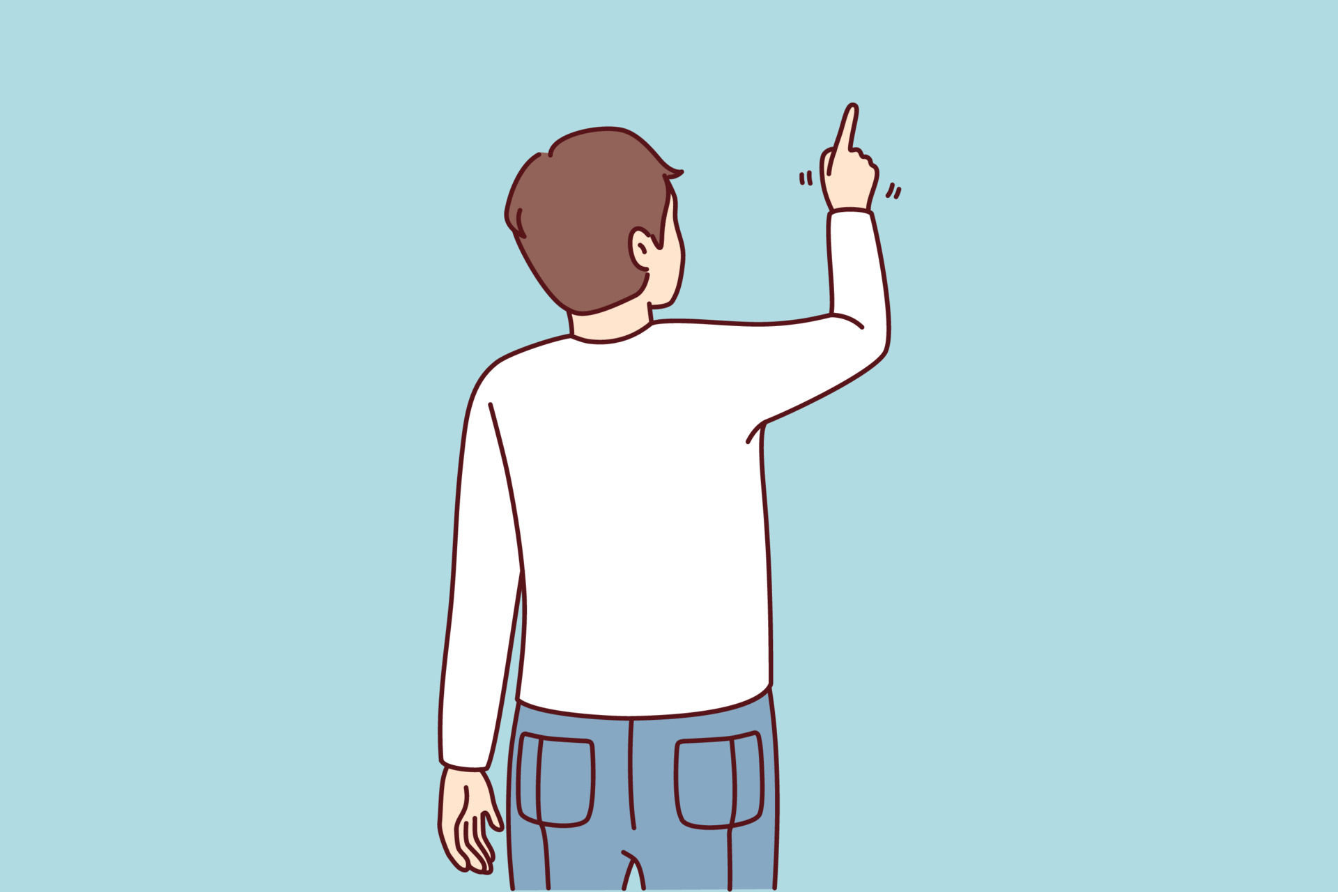 Wallpaper #C2ew8ZIBSpphPi3-tW1k183 Back View of Man Pointing at Wall with Finger Guy Showing with Finger