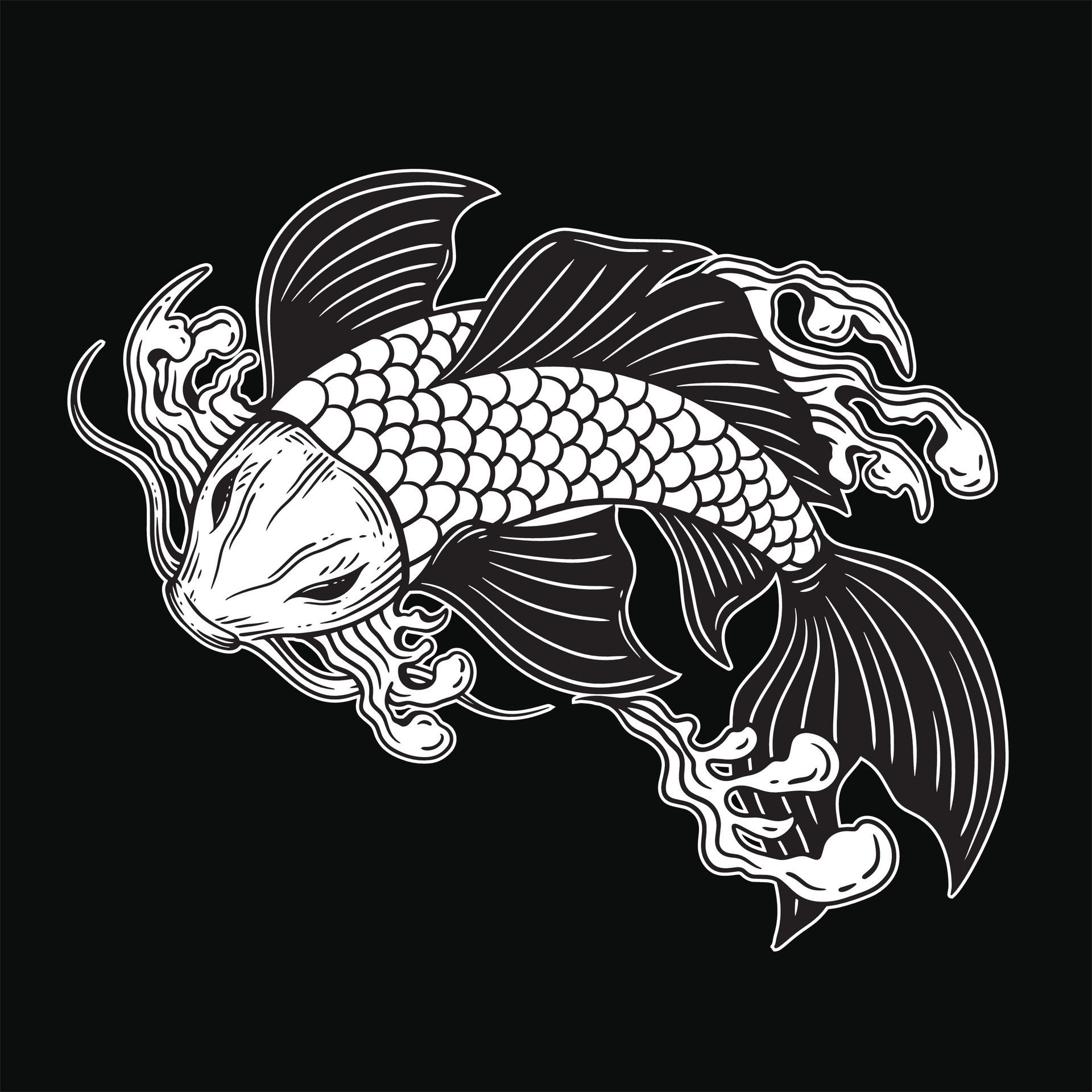 Wallpaper #5e6bc Black Yellow Koi Fish Fish Koi Tattoo Png and Vector with 5016 the