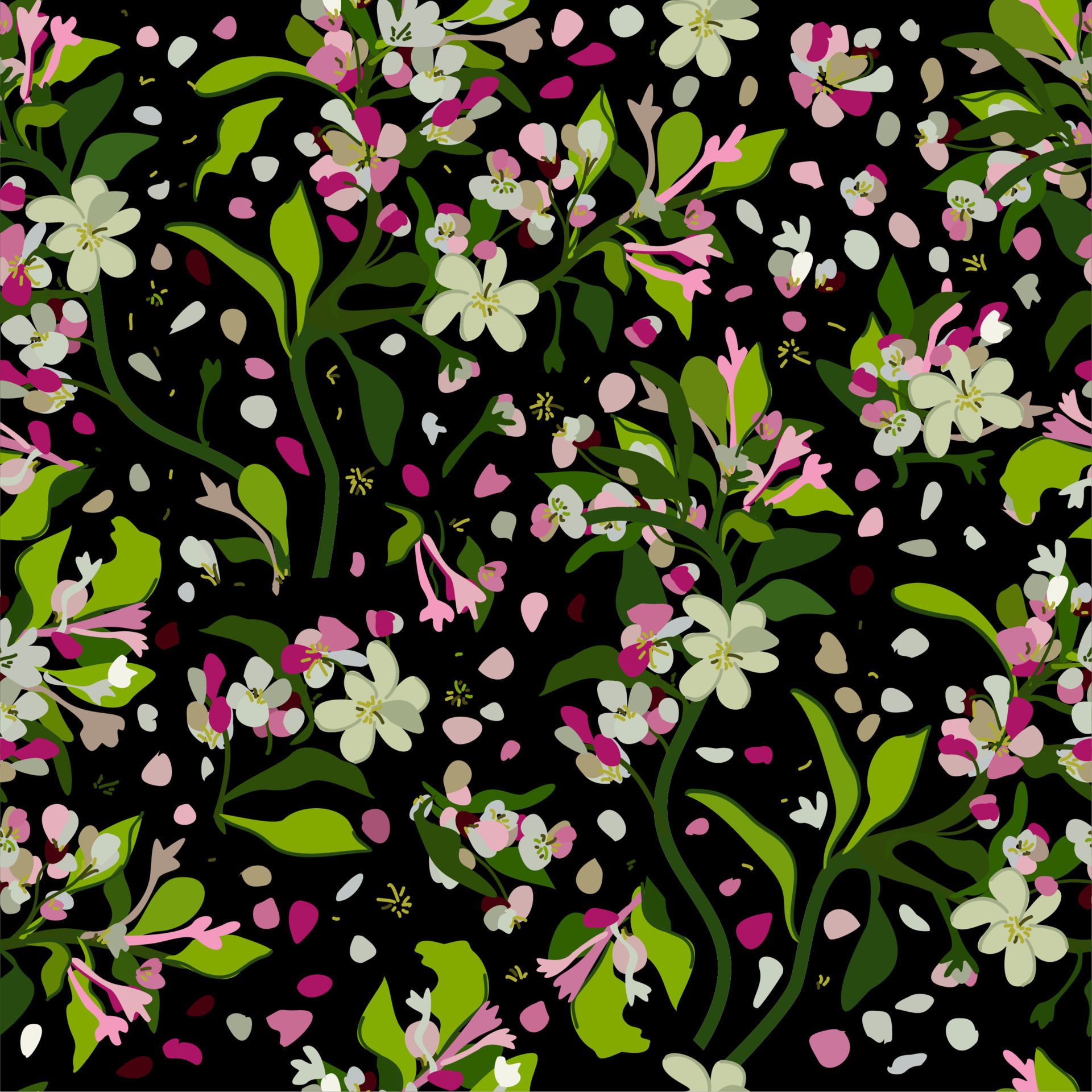 Wallpaper #vzMjM5MBcgDP3FvJIKmd263 Vector Seamless Floral Pattern with White and Pink Flowers and Green