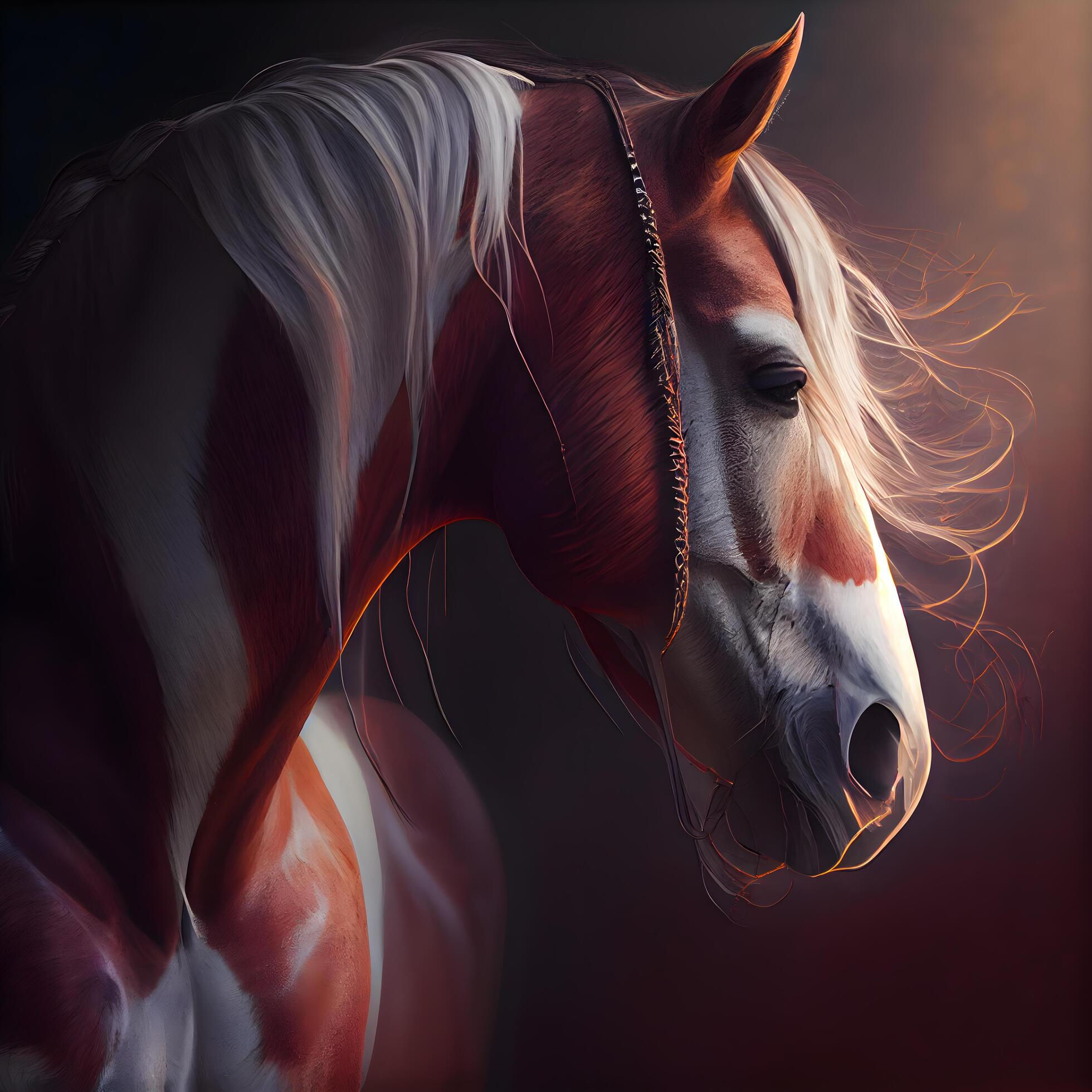 Wallpaper #rR2DLJMBlOZrFDOktMrB272 Beautiful Horse Portrait on a Dark Background Portrait of a Horse AI