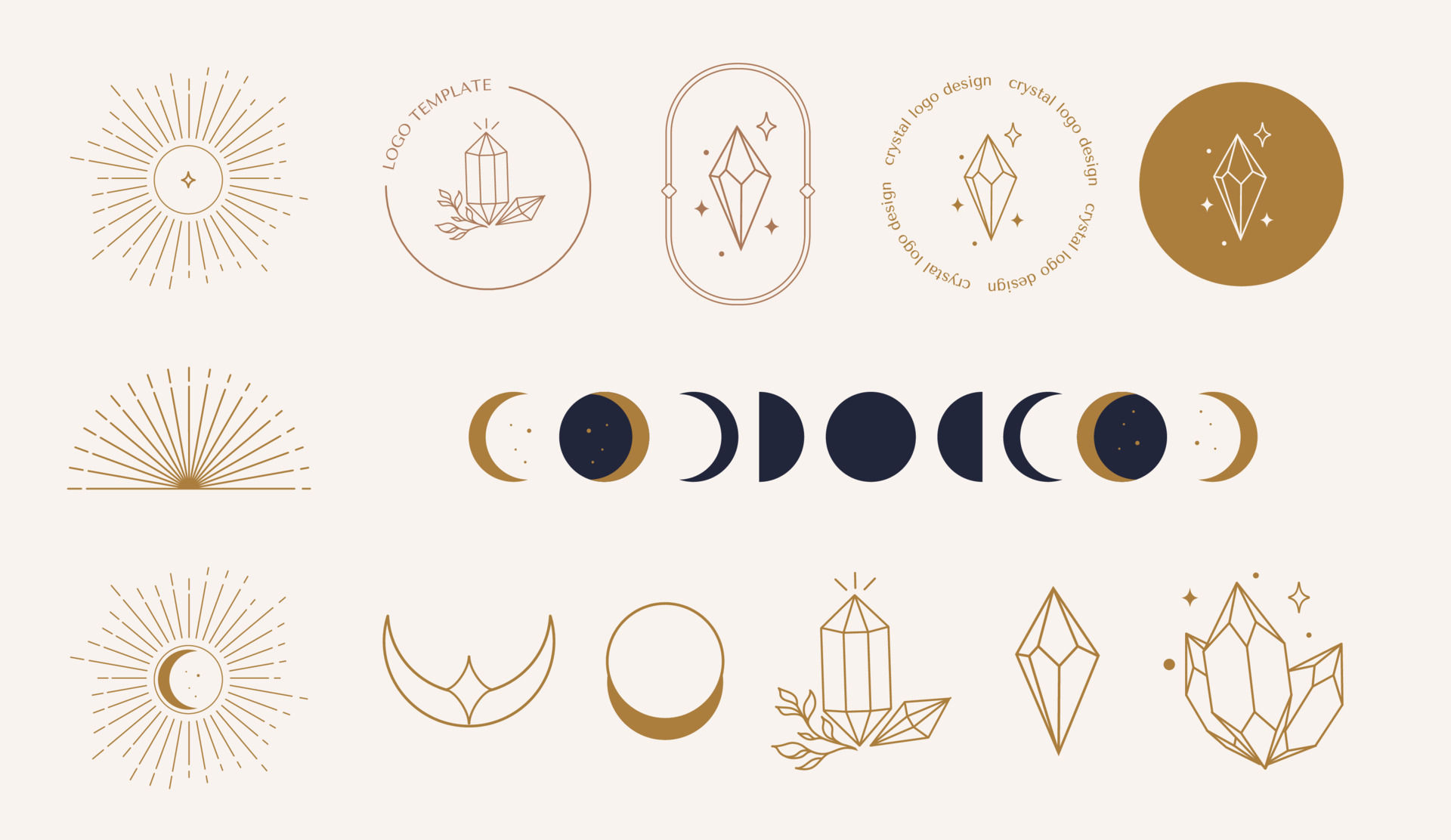 Wallpaper #uGdr8ZIBSpphPi3-MmsY176 A Set of Female Hand Logos Crystal in a Minimal Linear Style Mystical