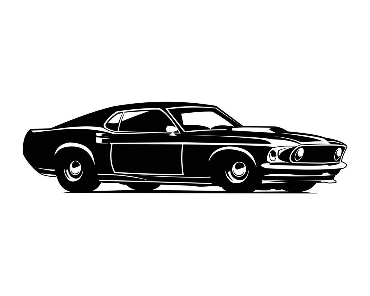 Wallpaper #zm0pbJcBycdYOYFT4HKV69 Old Mustang Car View from Side Isolated White Background Best for Logo